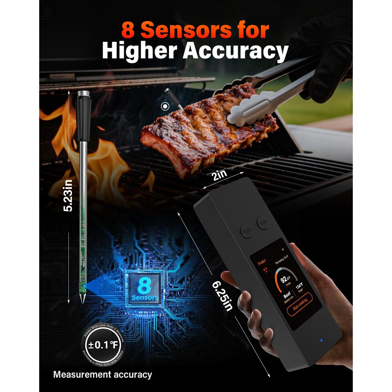 Termómetro de Carne Inalámbrico AWLKIM JX369 Bluetooth 5.3