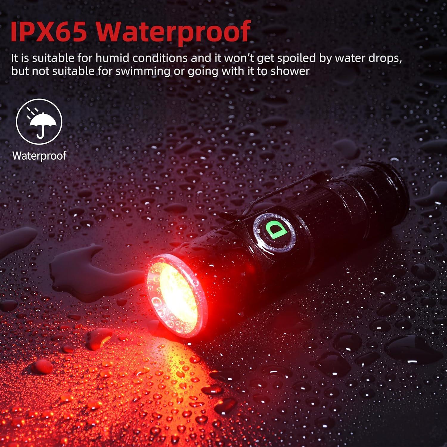 Linterna Roja Recargable USB DARKDAWN D15, Mini LED 10.7cm