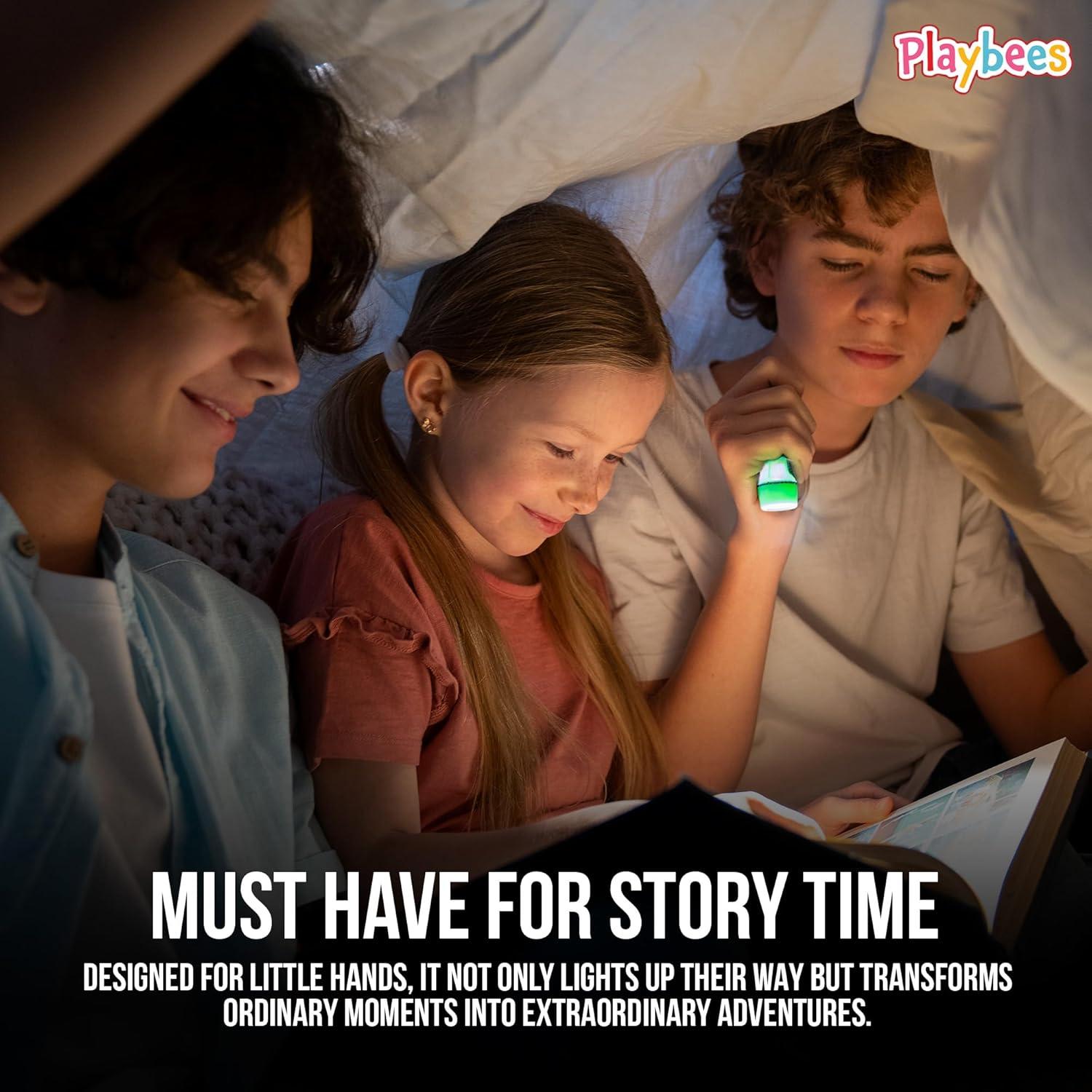 Paquete de 12 Mini Linternas LED Playbees con Llavero - Colores Variados