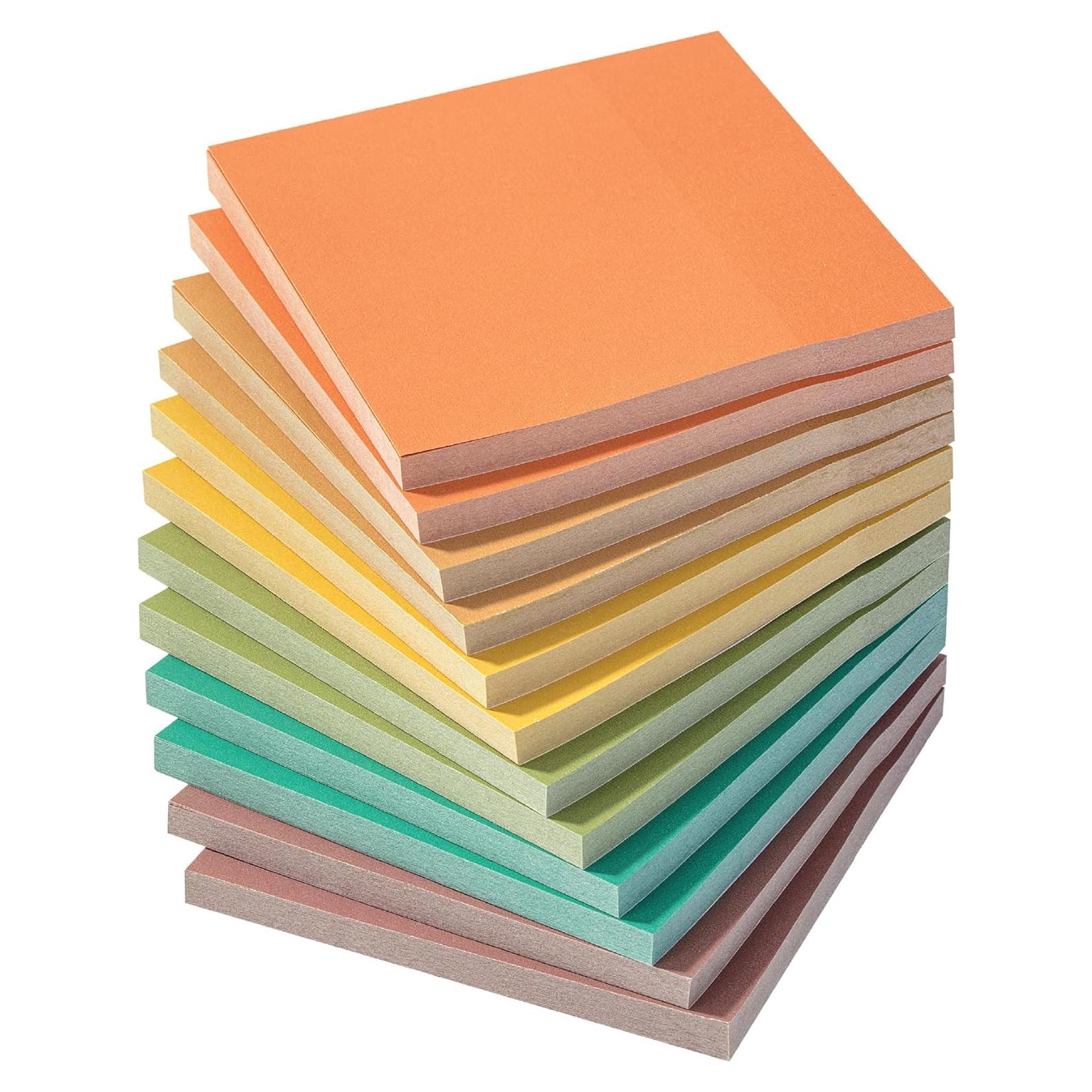 Notas Adhesivas Mr. Pen 3x3 cm, 12 Blocs, 600 Hojas Colores Terrosos