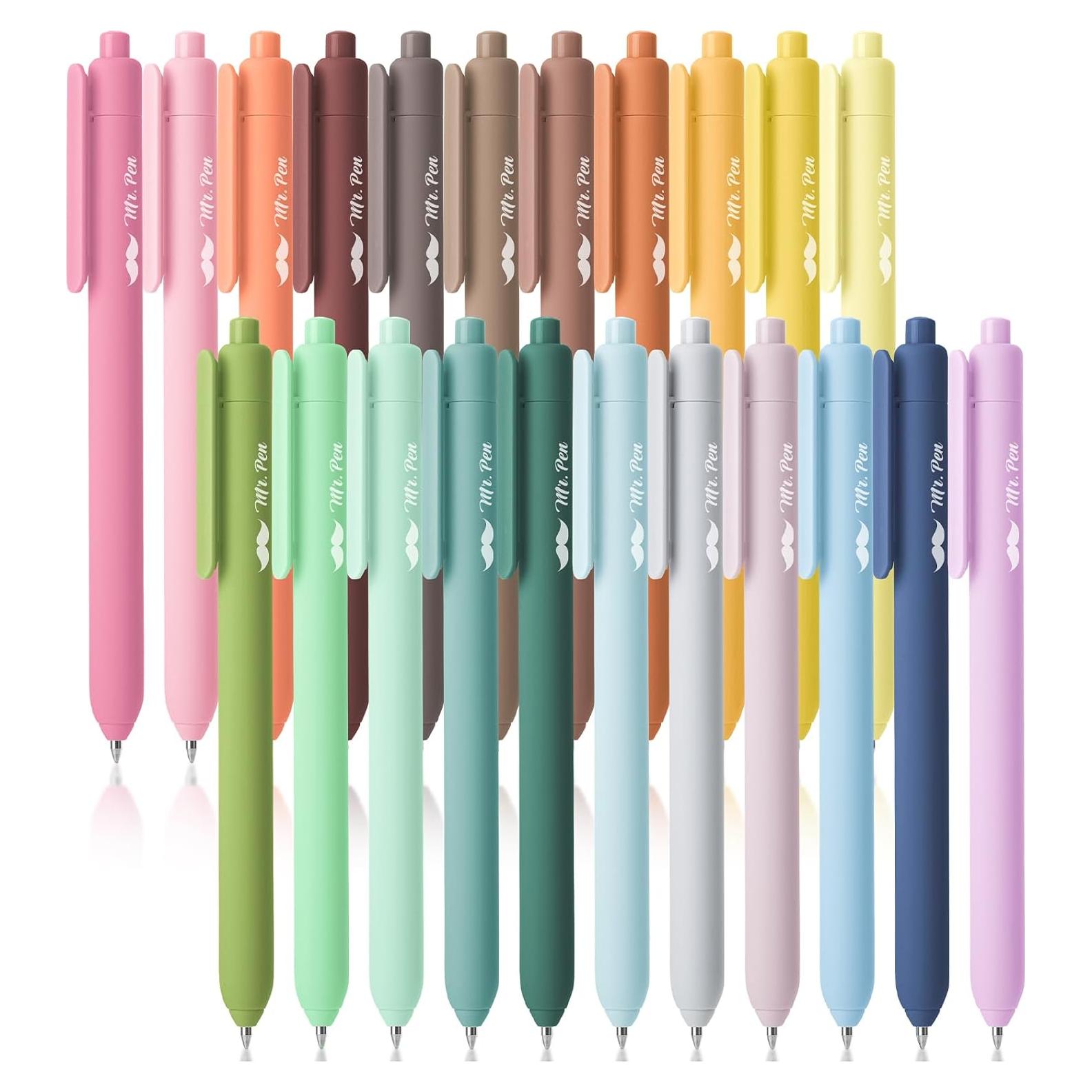 Bolígrafos de Gel Retráctiles Mr. Pen, 22 Colores Pastel, 0.7mm