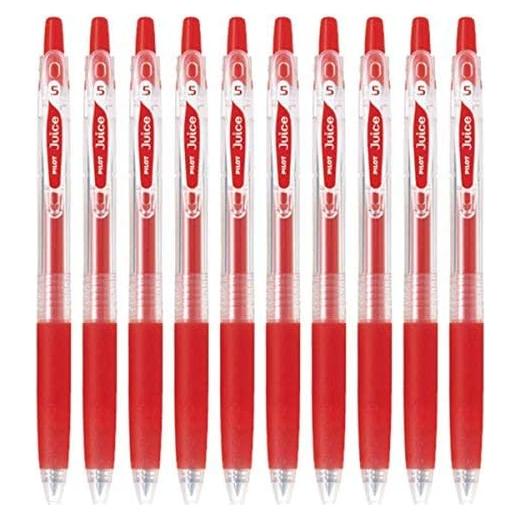 Bolígrafo de Gel Retráctil Pilot Juice 05, Punta 0.5mm, Tinta Roja, Set de 10