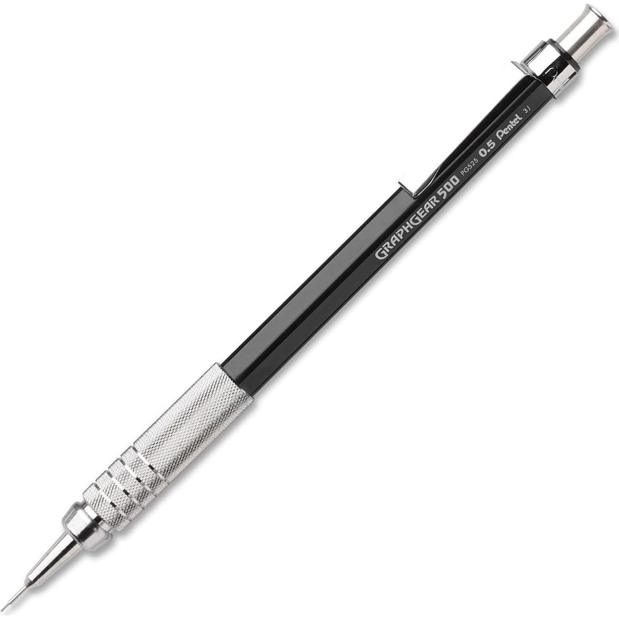 Lápiz Mecánico de Dibujo Pentel GraphGear 500, 0.5mm, Negro, 6 Unidades