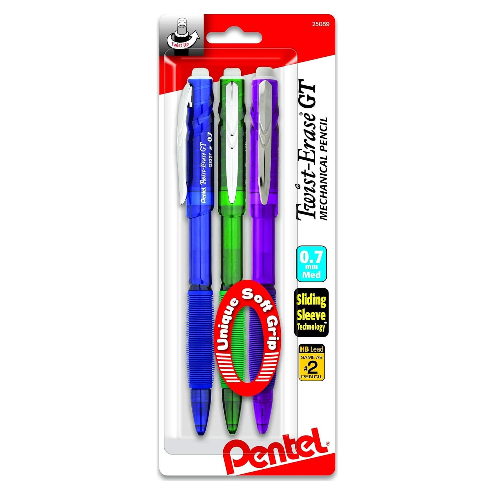 Lápiz Mecánico Pentel Twist-Erase GT 0.7mm Paquete de 3