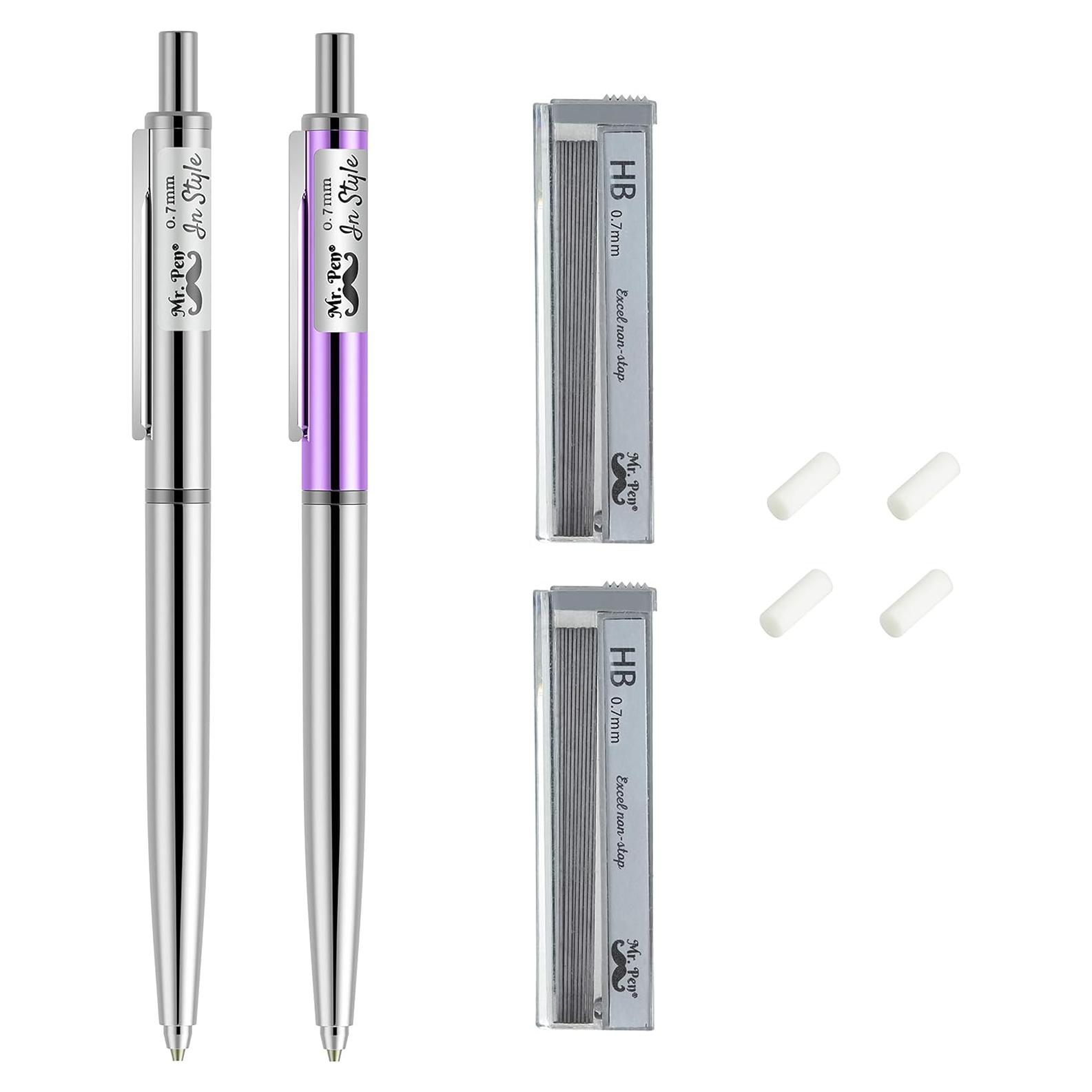 Lápiz Mecánico 0.7mm Mr. Pen - Paquete de 2 con Borradores