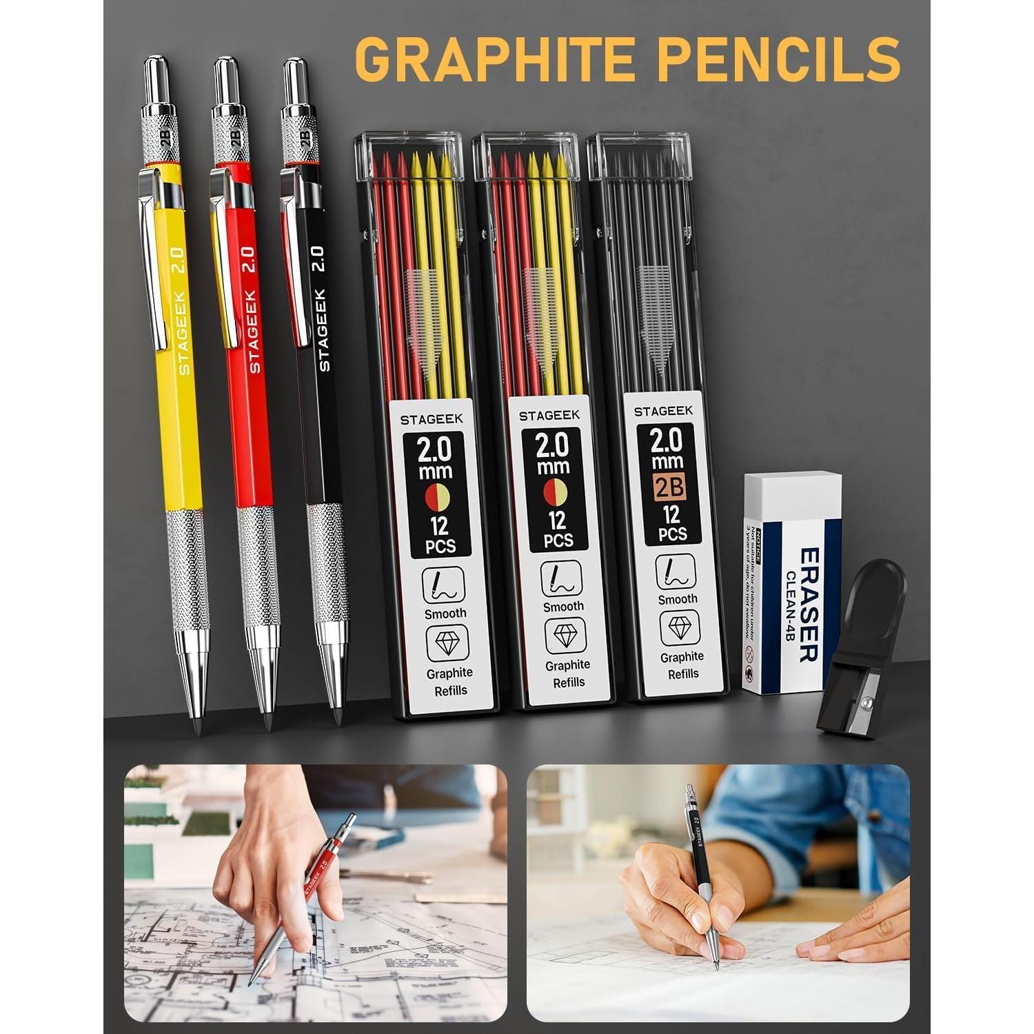 Juego de Lápices de Carpintero STAGEEK 22 Piezas con Estuche