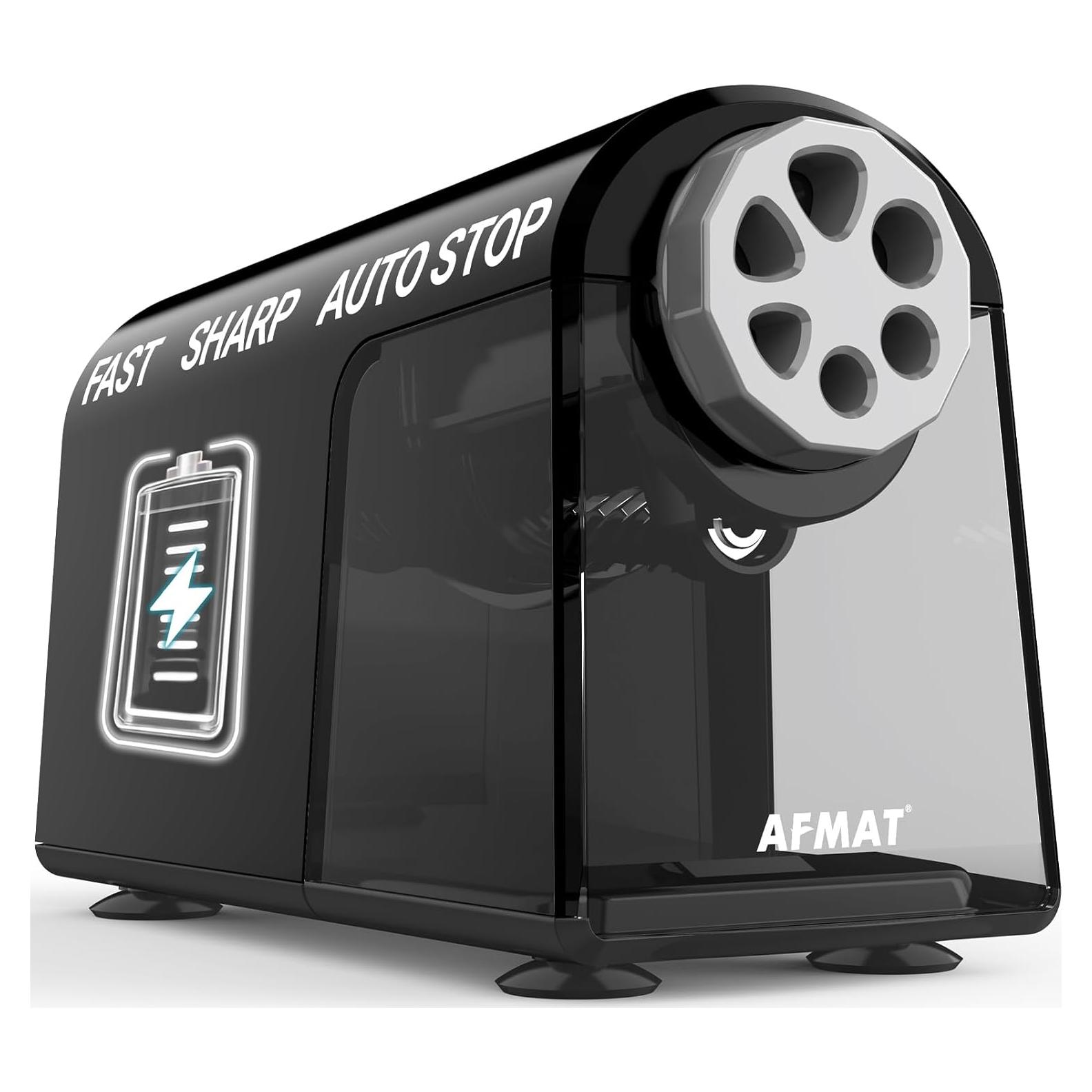 Sacapuntas Eléctrico AFMAT PSD2 Negro 6 Agujeros Recargable