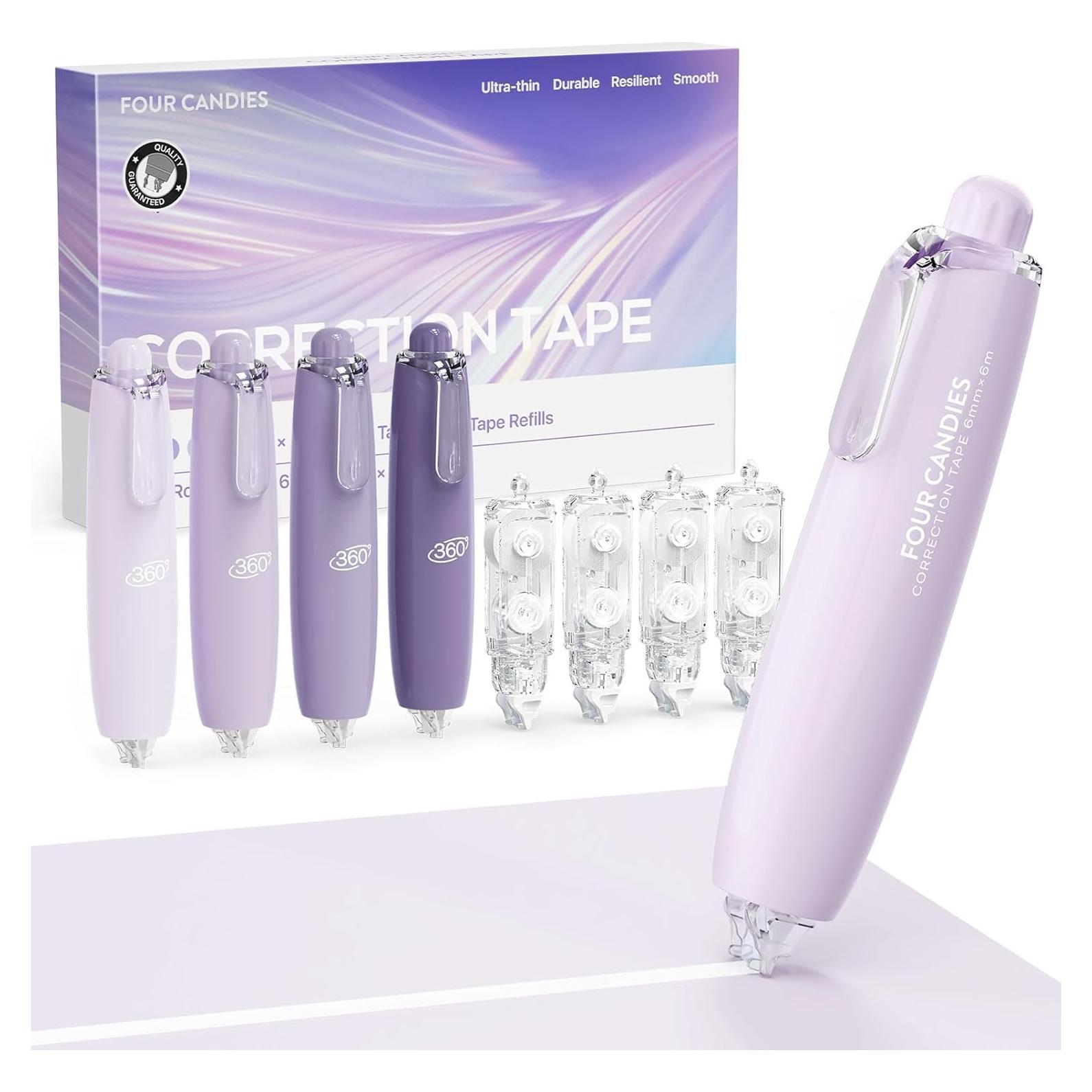 Cinta Correctora Retráctil Cuatro Caramelos 6mm Blanca 4PCS