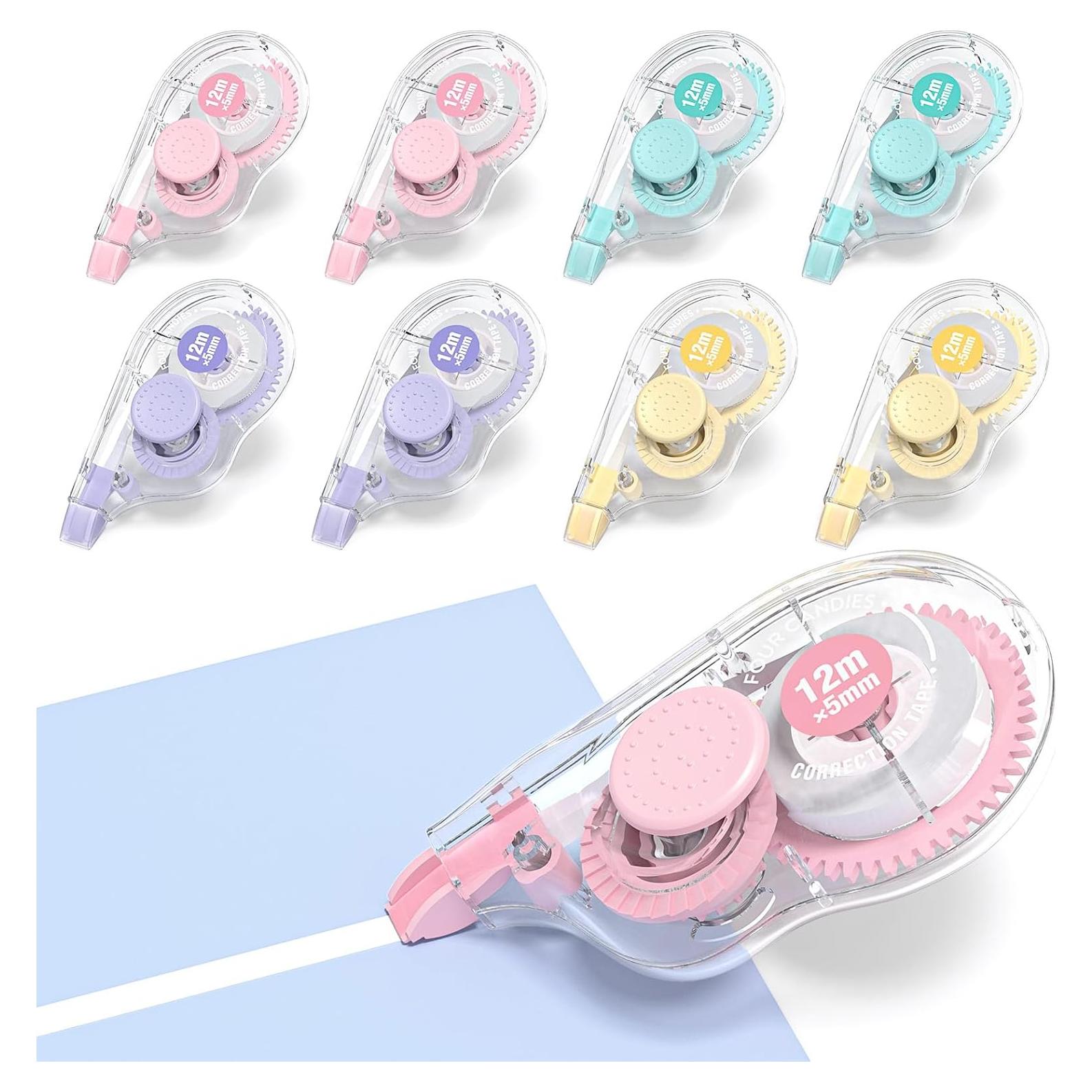 Cinta Correctora Blanca Four Candies, 8 Paquetes, 12 Metros