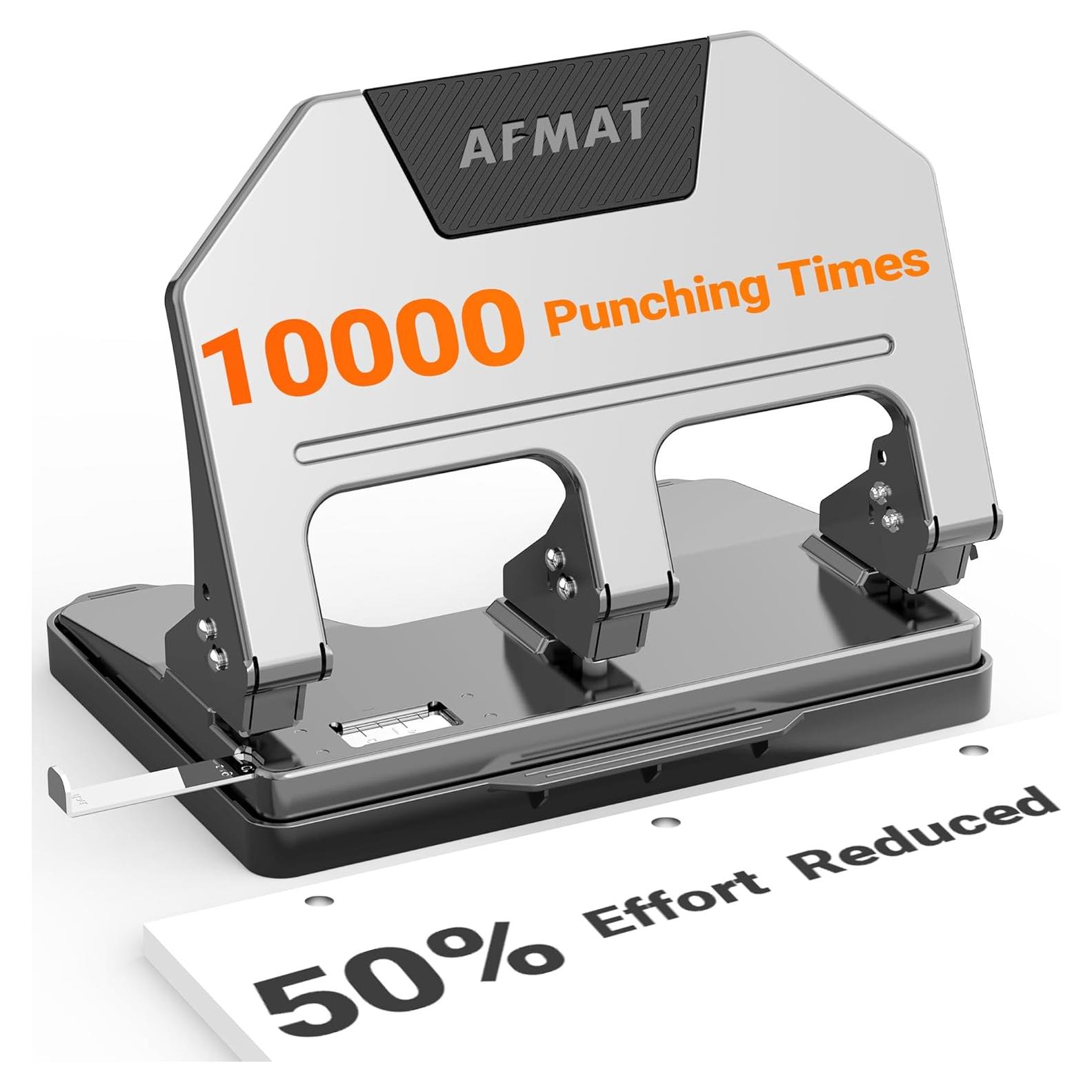 Perforadora de 3 Agujeros AFMAT Gris - Alta Resistencia 40 Hojas