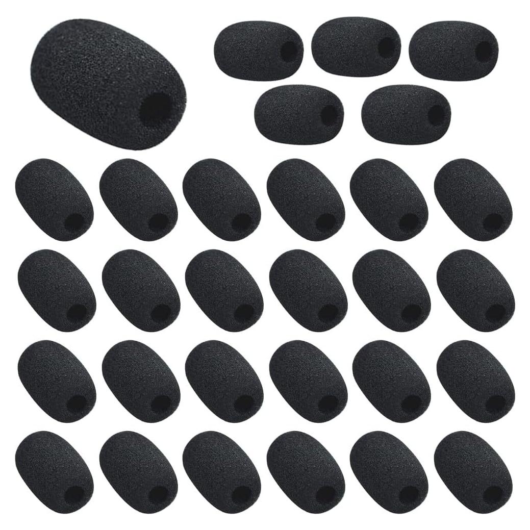 30 Cubiertas de Espuma para Micrófono de Solapa Negro