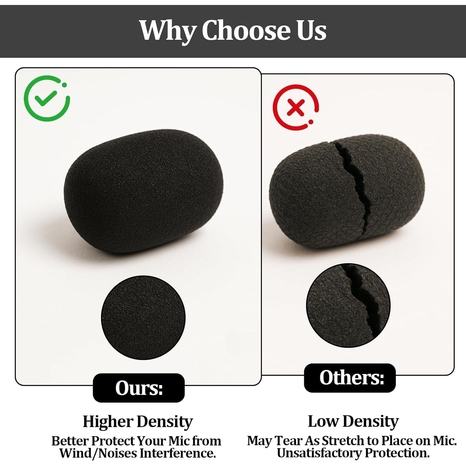 30 Filtros de Micrófono de Solapa Espuma Negra - Higiene y Calidad
