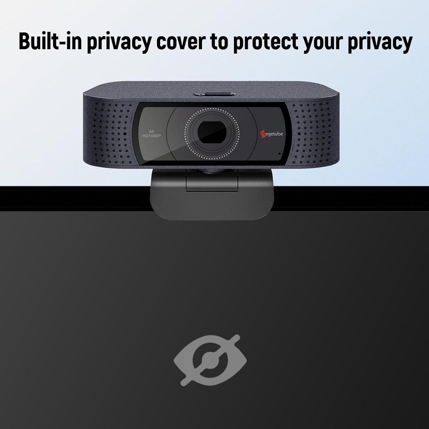 Cámara Web Full HD 1080P Angetube con Micrófono y Privacidad