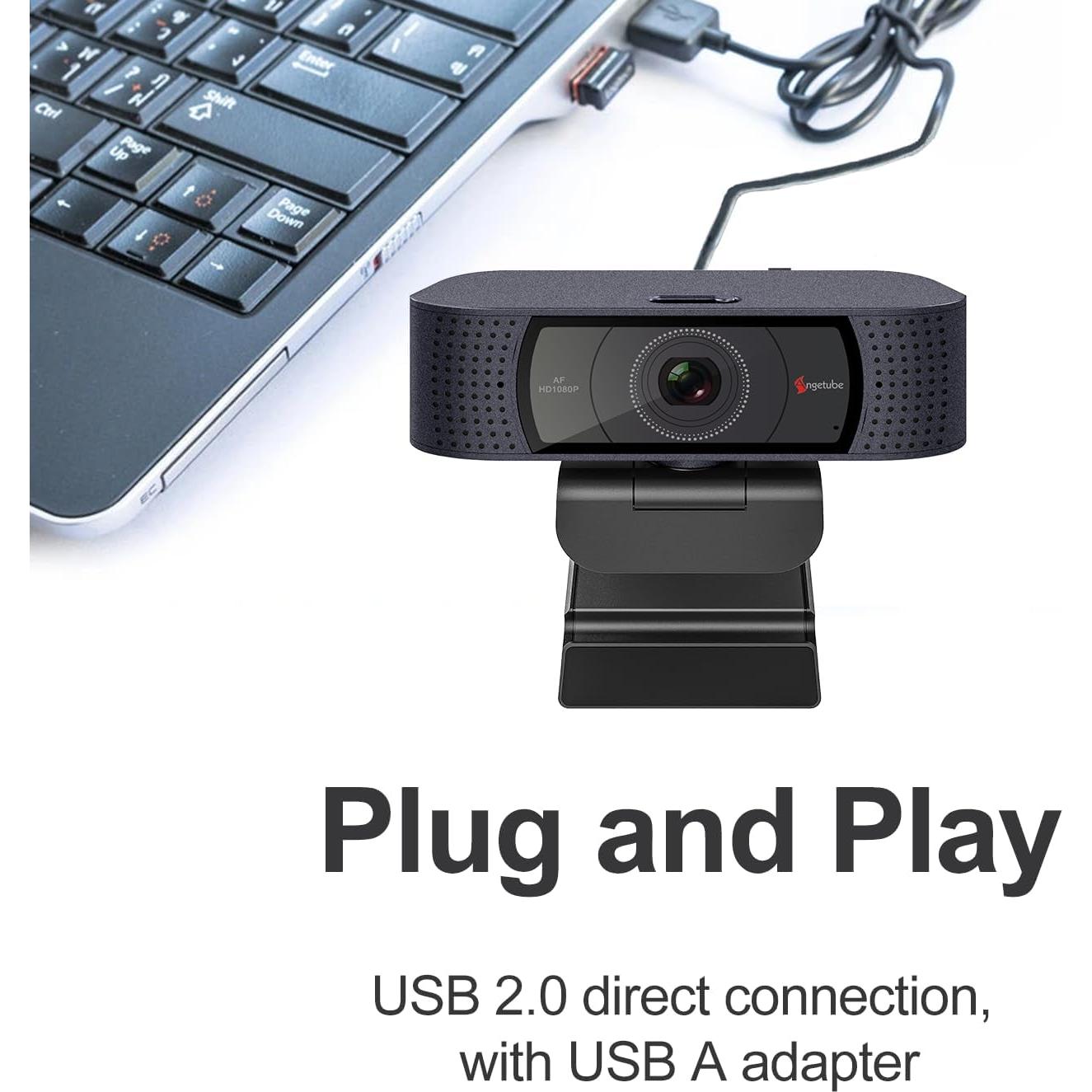 Cámara Web Full HD 1080P Angetube con Micrófono y Privacidad