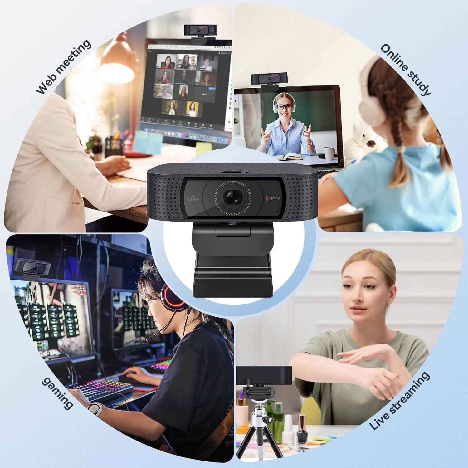 Cámara Web Full HD 1080P Angetube con Micrófono y Privacidad