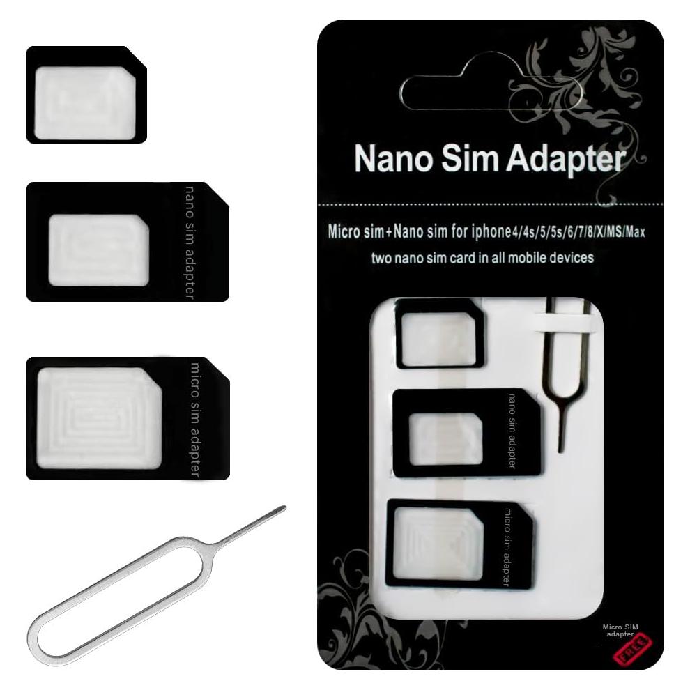 Kit Adaptadores de Tarjeta SIM Granvela 4 en 1 Nano/Micro/Estándar
