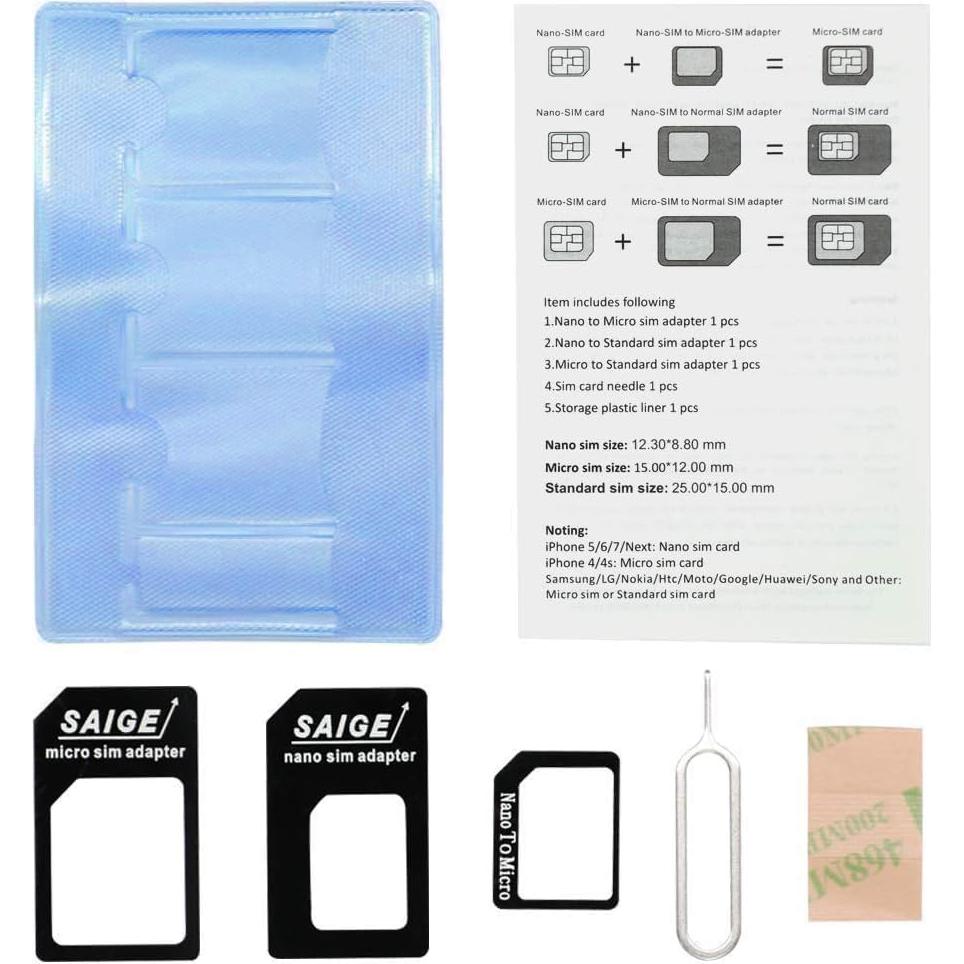 Kit Adaptador Tarjeta SIM LEXINCHENG - Nano, Micro, Aguja