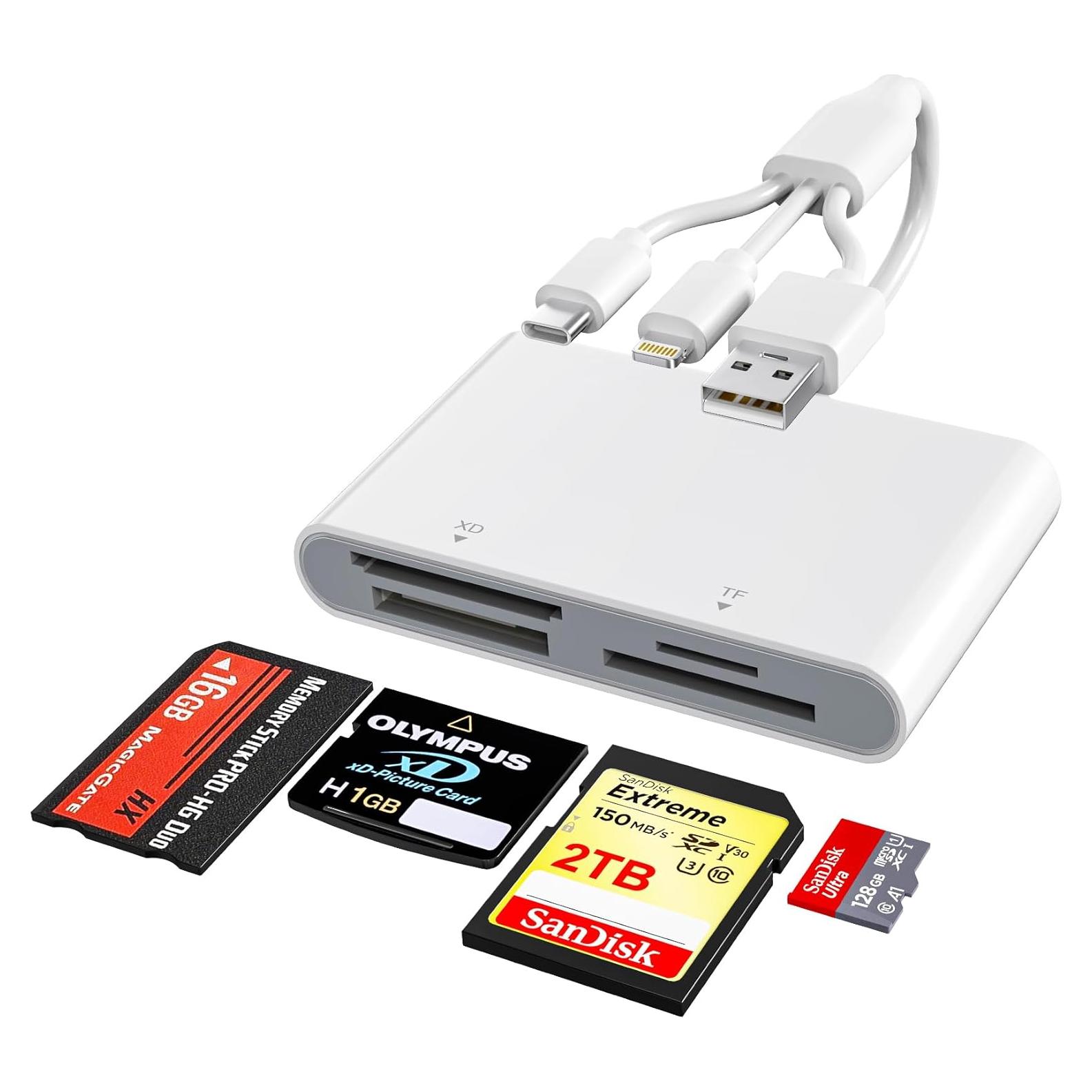 Adaptador Lector de Tarjetas 4-en-1 Bawanfa Plus Blanco