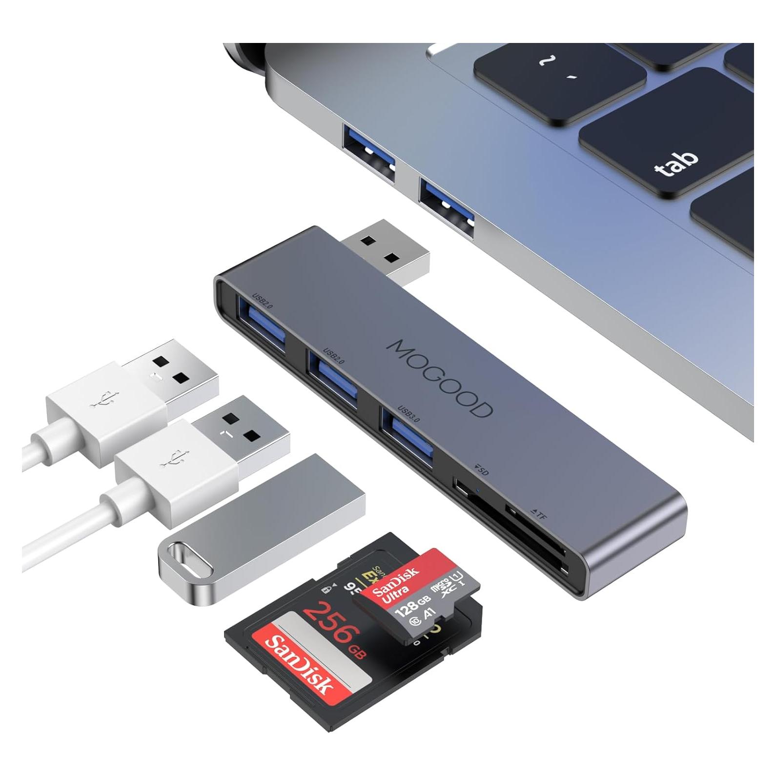 Hub USB MOGOOD 5 en 1 con Lector SD/TF y 3 Puertos