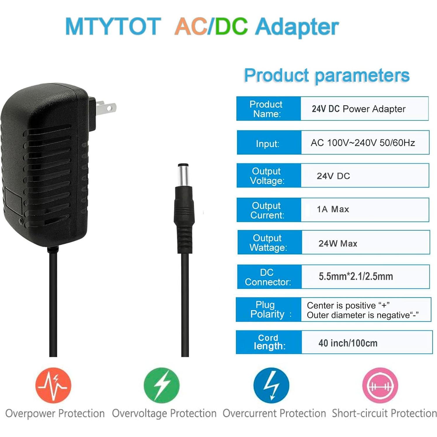 Adaptador de Corriente 24V 1A AC a DC 24W con Conector 5.5mm