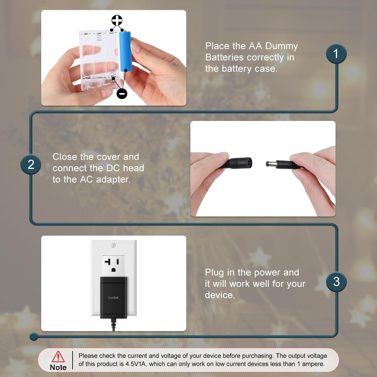 Adaptador de Fuente de Alimentación AC Lenink para 3 Baterías AA