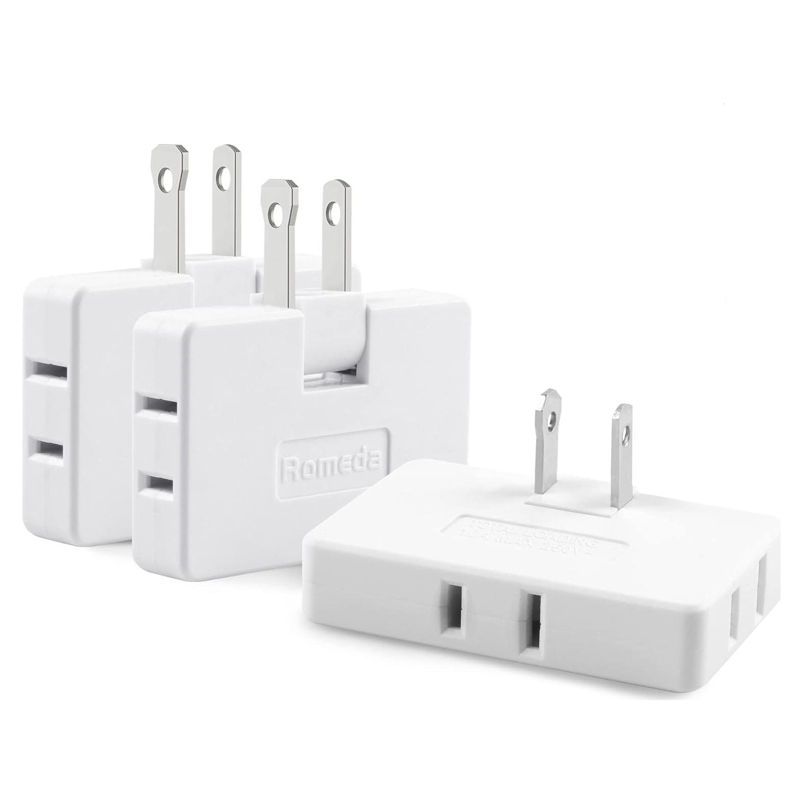 Adaptador de Enchufe Plegable 3 Salidas Romeda Blanco