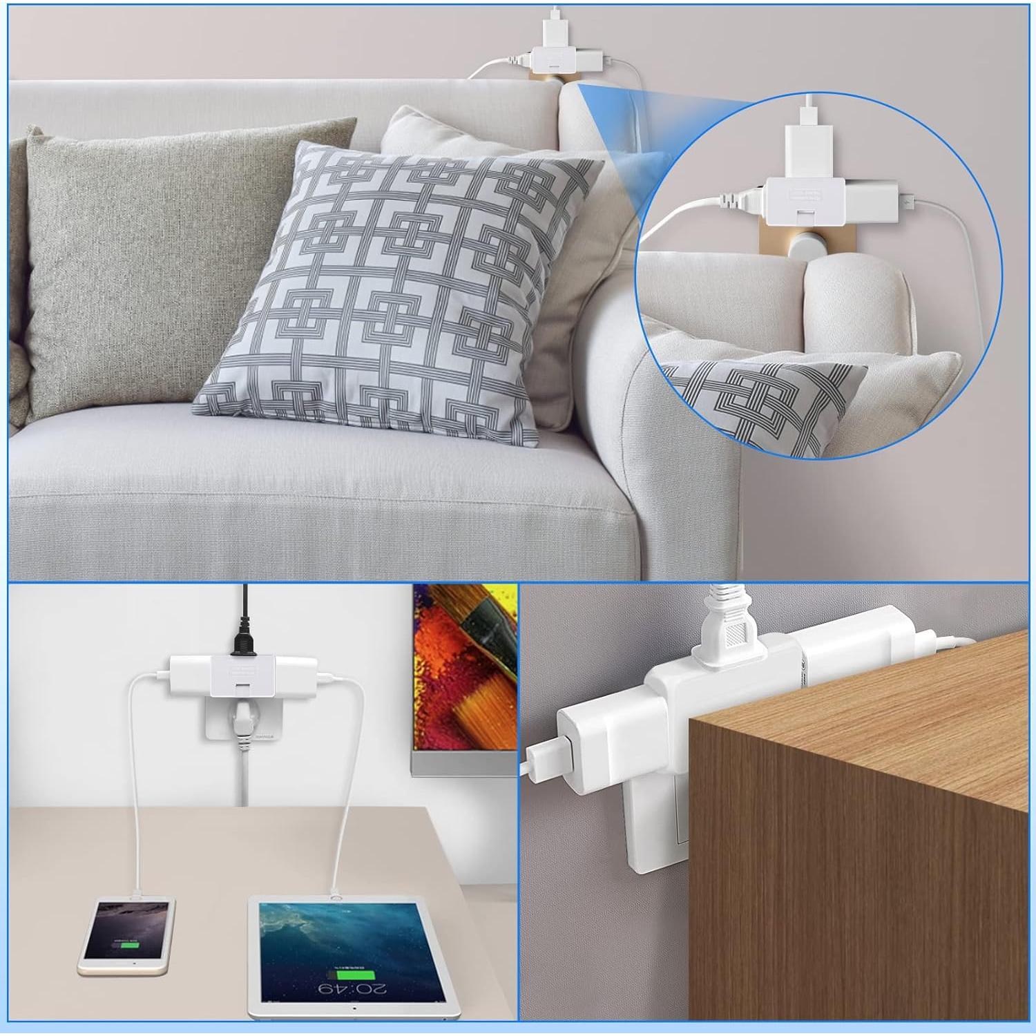 Adaptador de Enchufe Plegable 3 Salidas Romeda Blanco