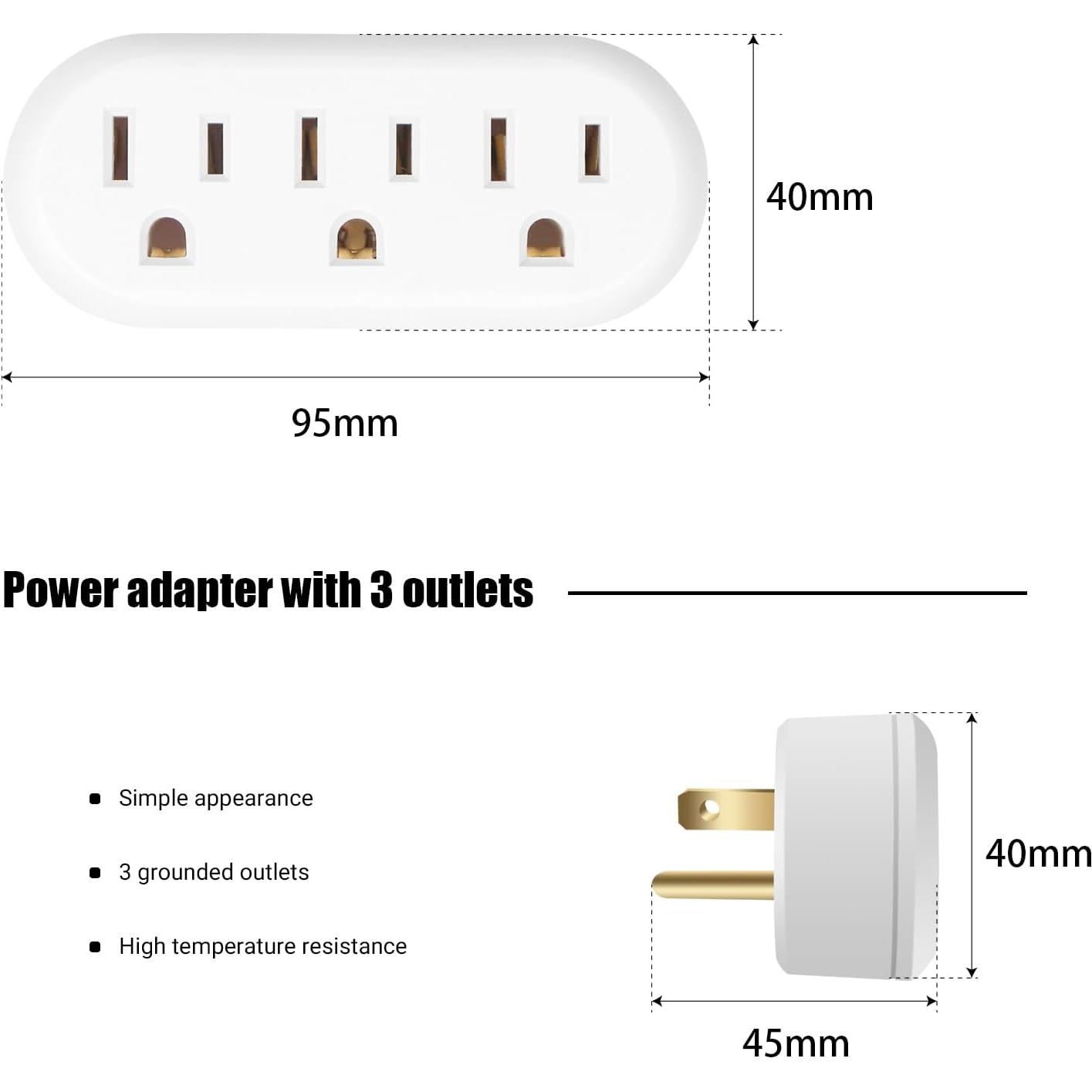 Adaptador de Enchufe EXTRASTAR 3 Salidas - Paquete de 4