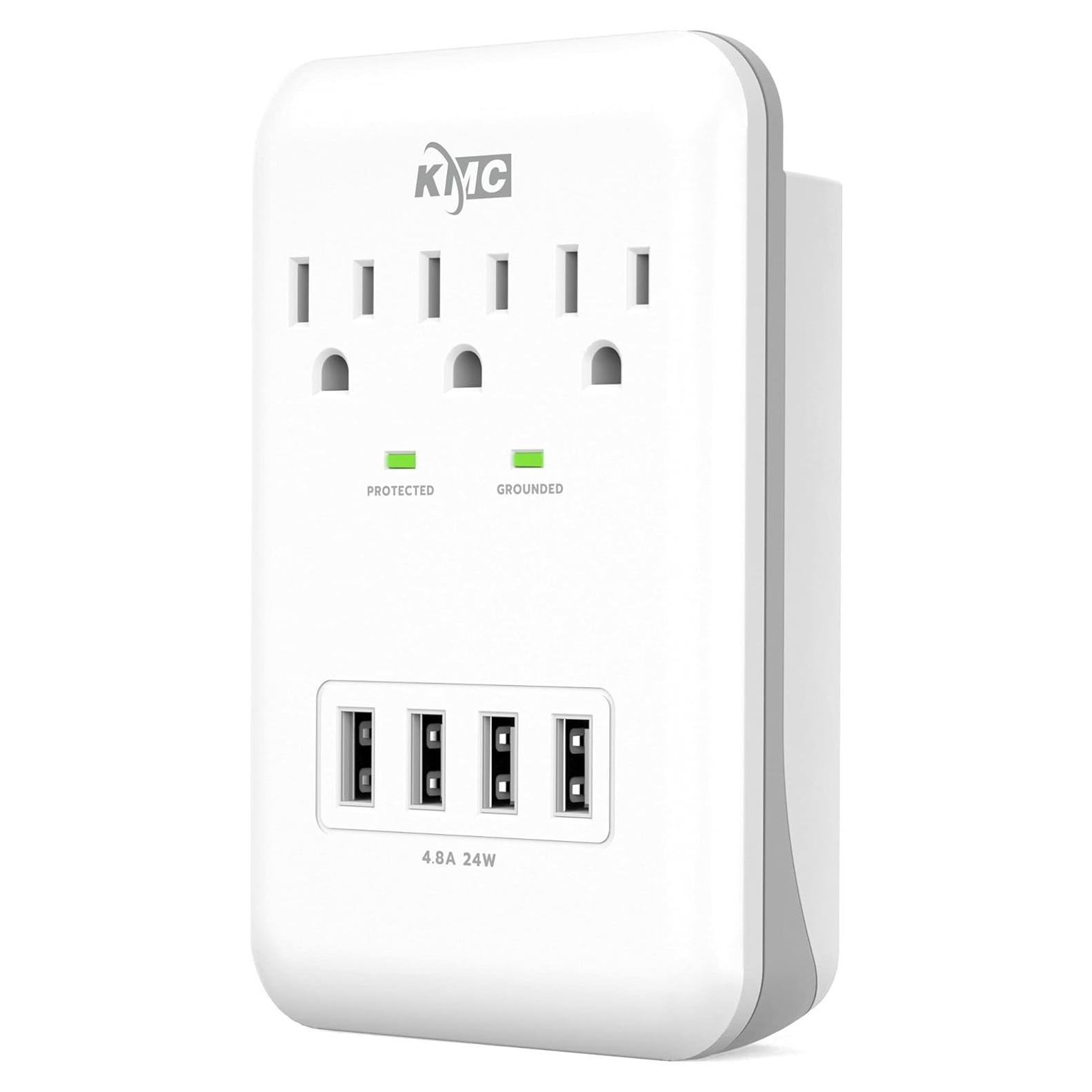 Protector de Sobretensión KMC 3 Salidas 900 Julios 4 USB