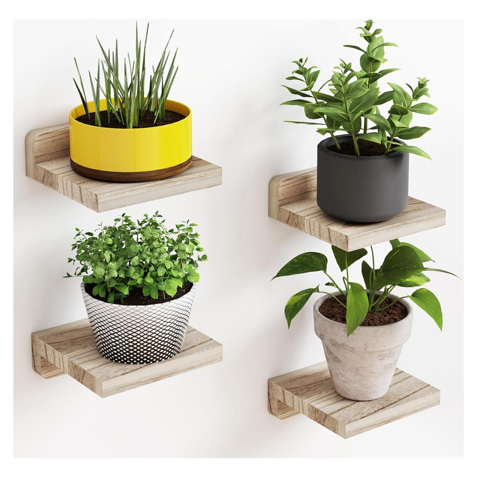 Estanterías Flotantes Fixwal 4 Unidades Madera Negra 5x5cm