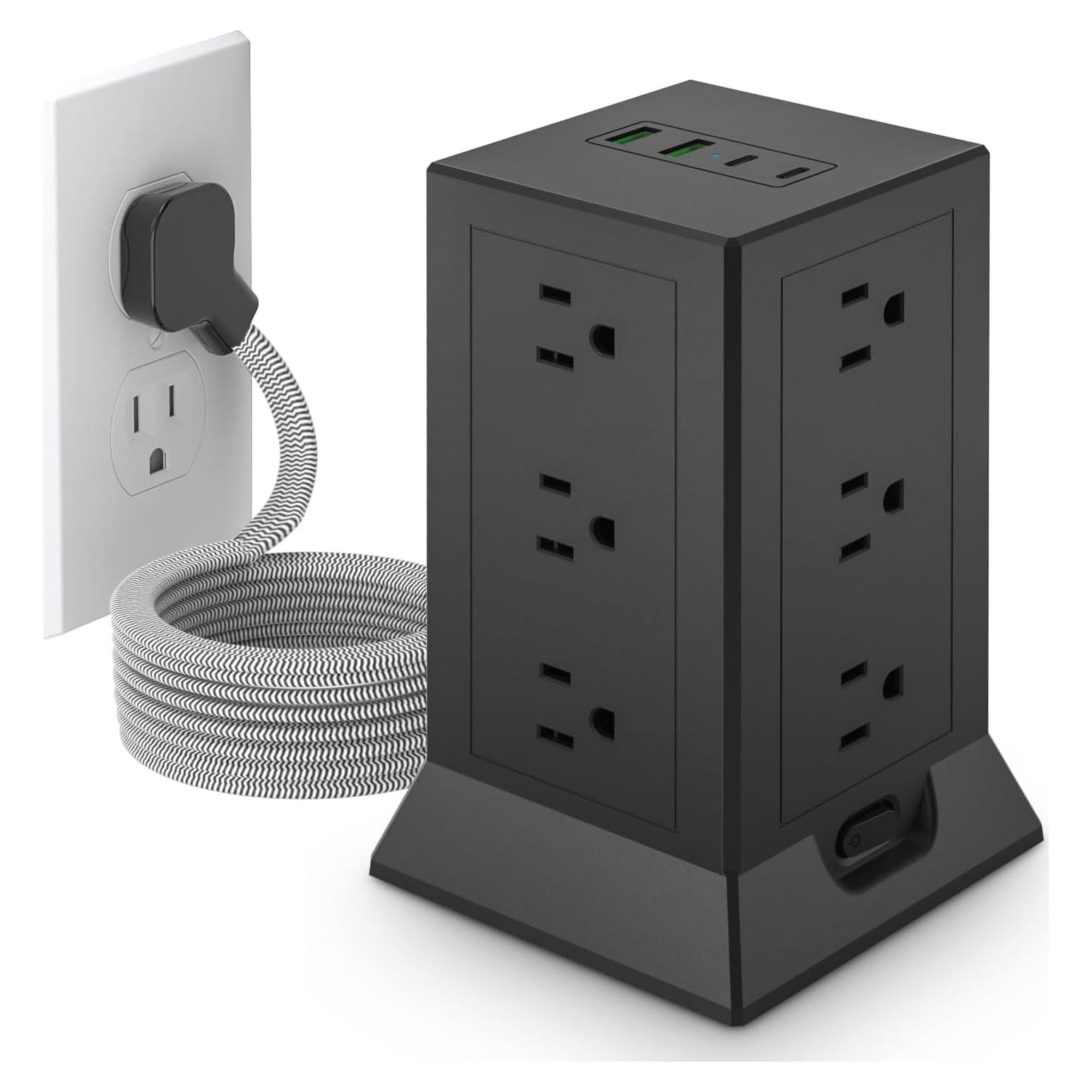 Torre de Regletas Hozzx 12 Salidas CA 4 USB C 3.05 m