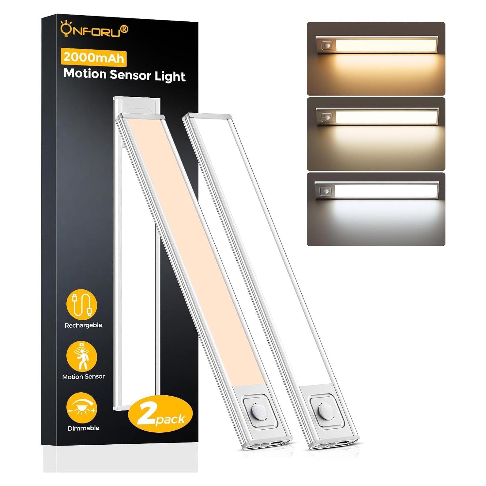 Luces Bajo Gabinete Onforu 9.8" Recargables USB-C 2 Pzas