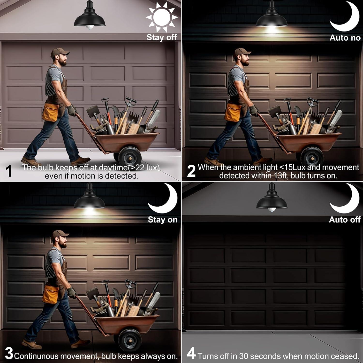 Bombilla LED A19 BQHY 13W 5500K con Sensor de Movimiento - Paquete de 3