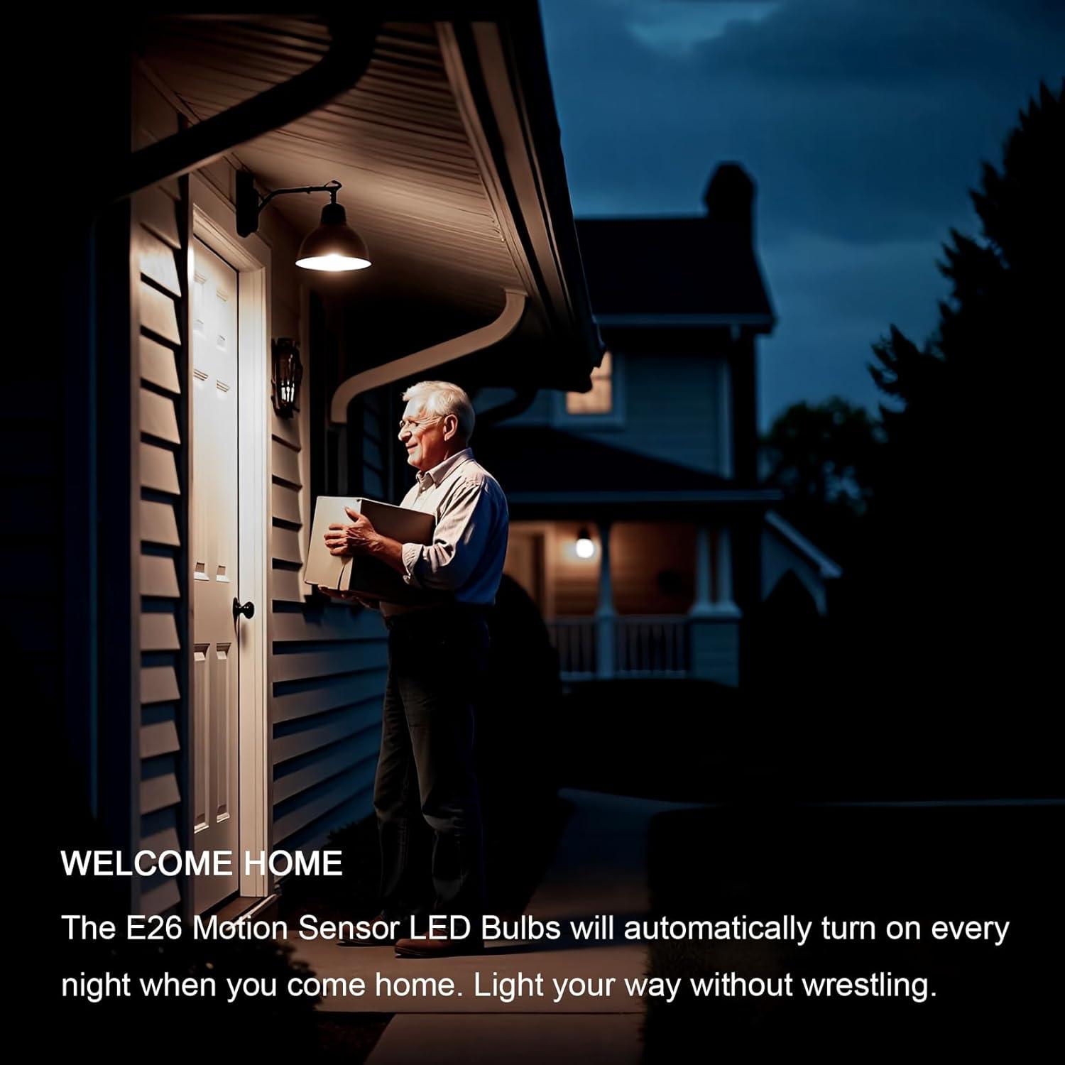 Bombilla LED A19 BQHY 13W 5500K con Sensor de Movimiento - Paquete de 3