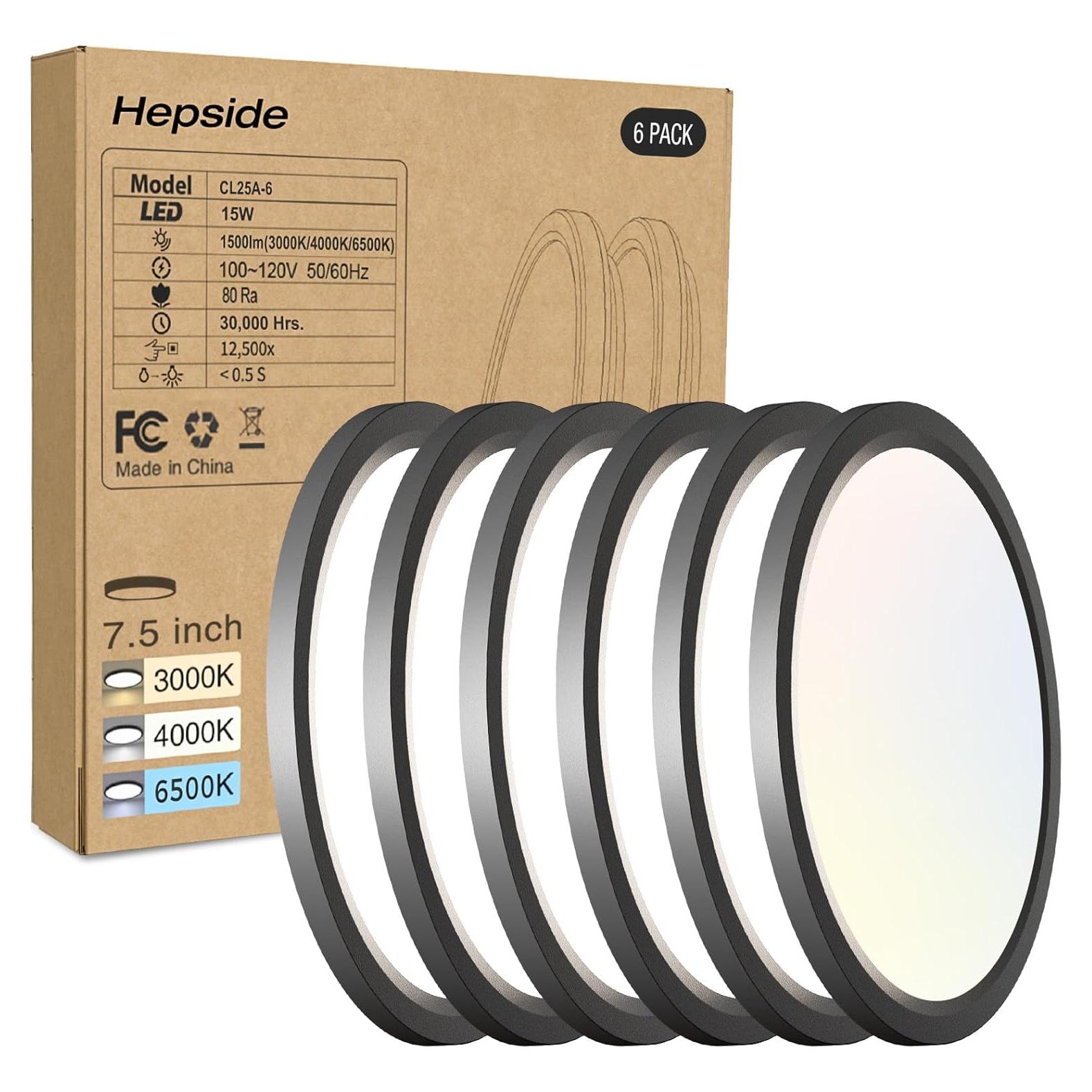 6PACK Luz de Techo LED Hepside 15W 1500Lm 3CCT 19.05cm