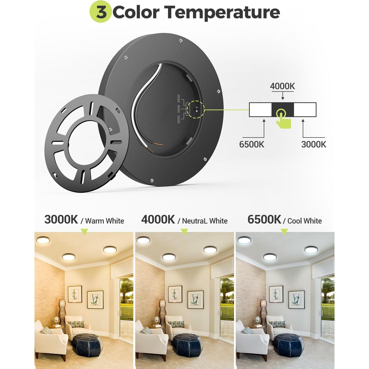 6PACK Luz de Techo LED Hepside 15W 1500Lm 3CCT 19.05cm