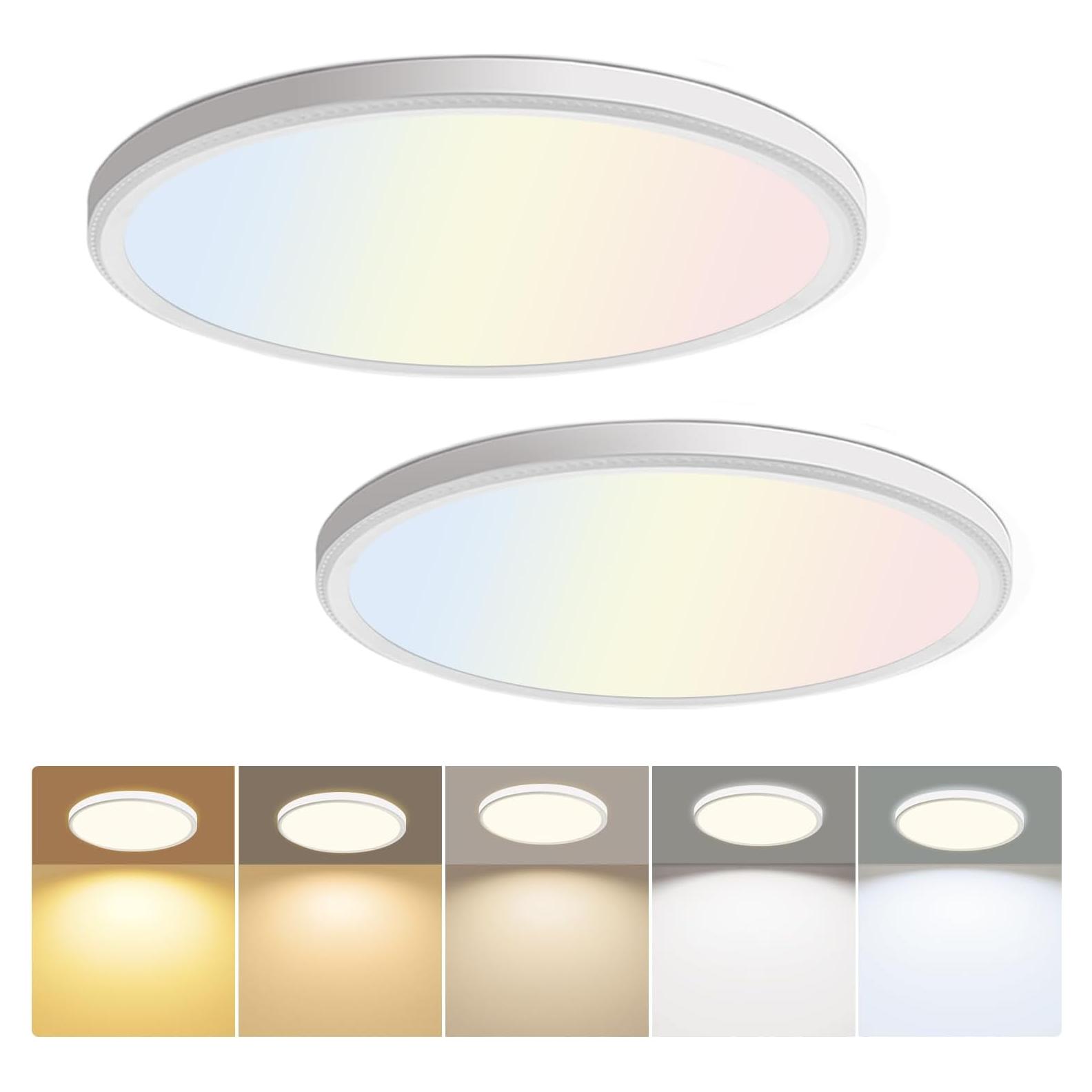 Luz de Techo LED Hunhun 30 cm 3200LM 5CCT Ajustable 2-Pack
