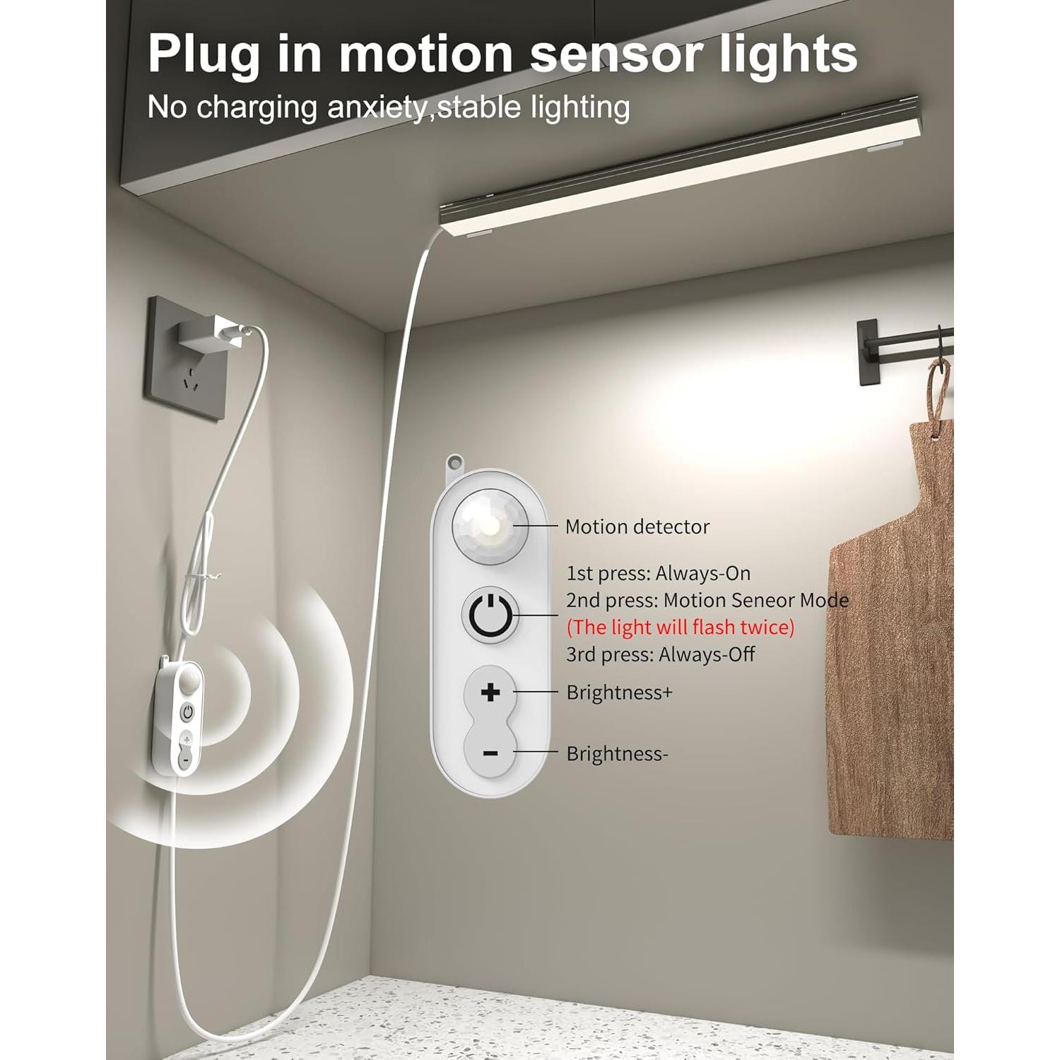 Luz LED Regulable ASOKO 30.48 cm con Sensor de Movimiento 4500K