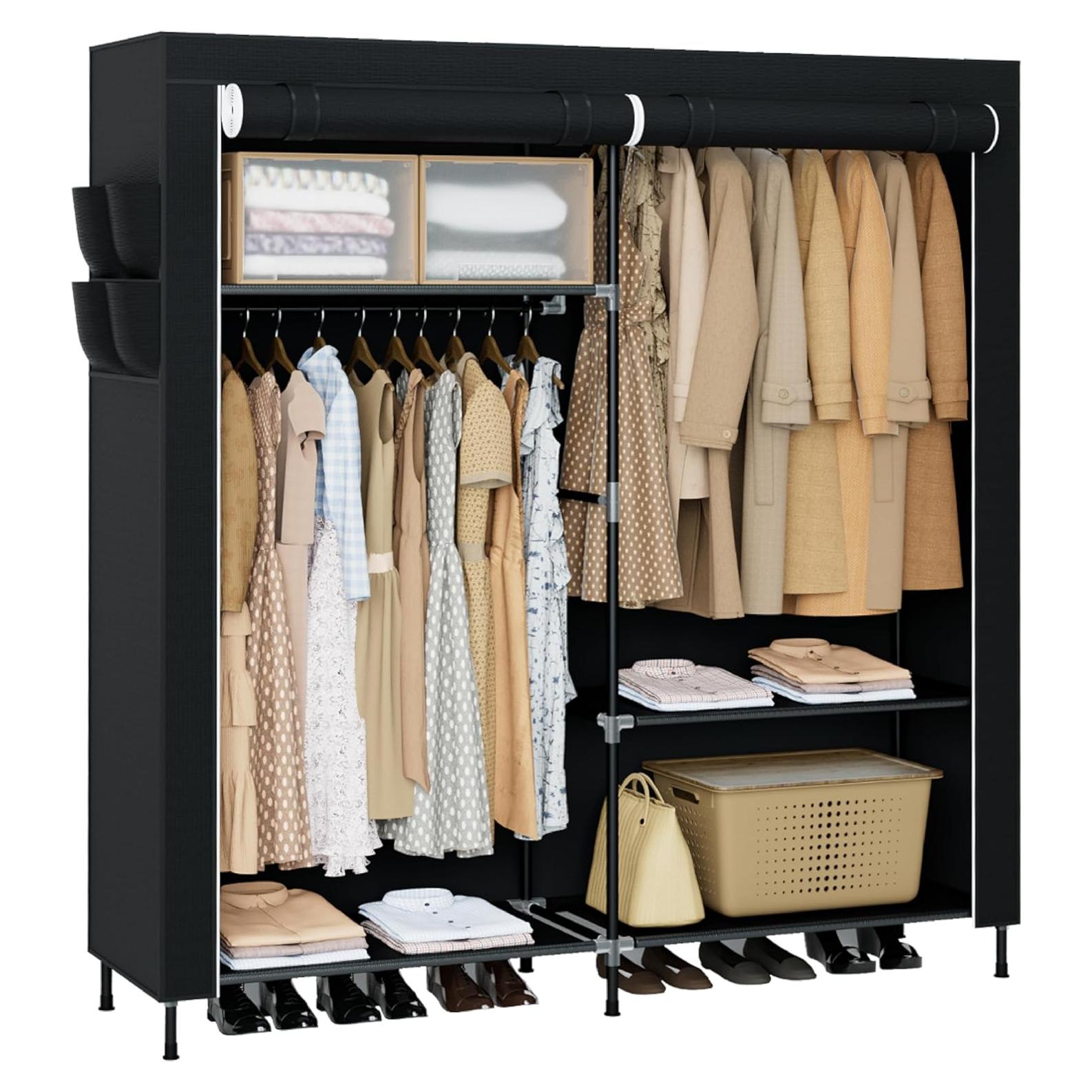 Armario Portátil CASAMAYA 157x45x180 cm con Cubierta y Estantes