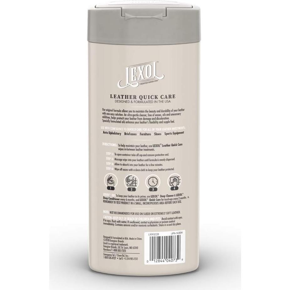 Limpiador y Acondicionador de Cuero Lexol 28 Toallitas
