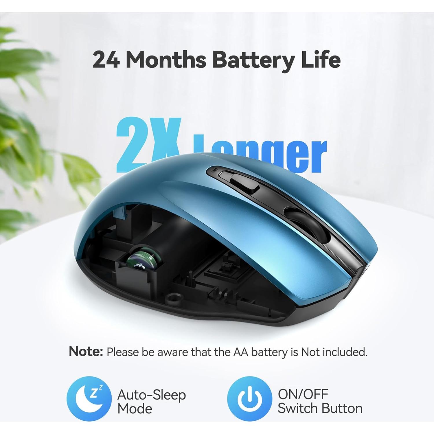 Ratón Óptico Inalámbrico TECKNET Ergonómico Azul 6 Botones