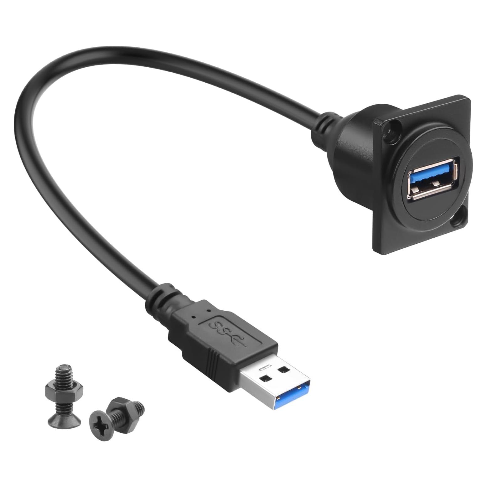 Adaptador USB 3.0 Macho a Hembra Montaje en Panel QIANRENON 30cm