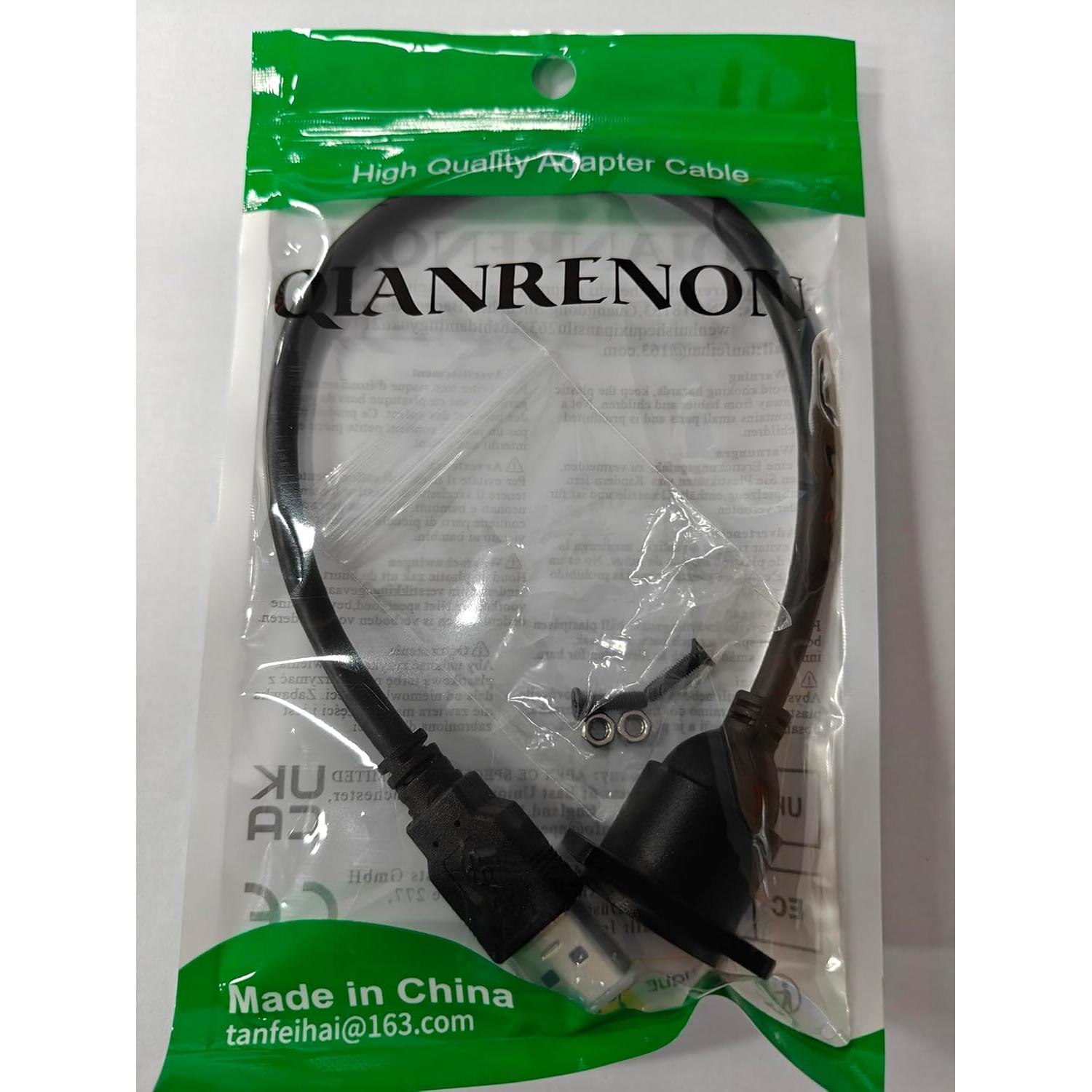 Adaptador USB 3.0 Macho a Hembra Montaje en Panel QIANRENON 30cm