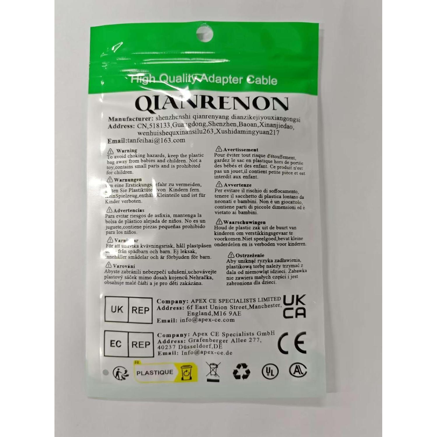 Adaptador USB 3.0 Macho a Hembra Montaje en Panel QIANRENON 30cm