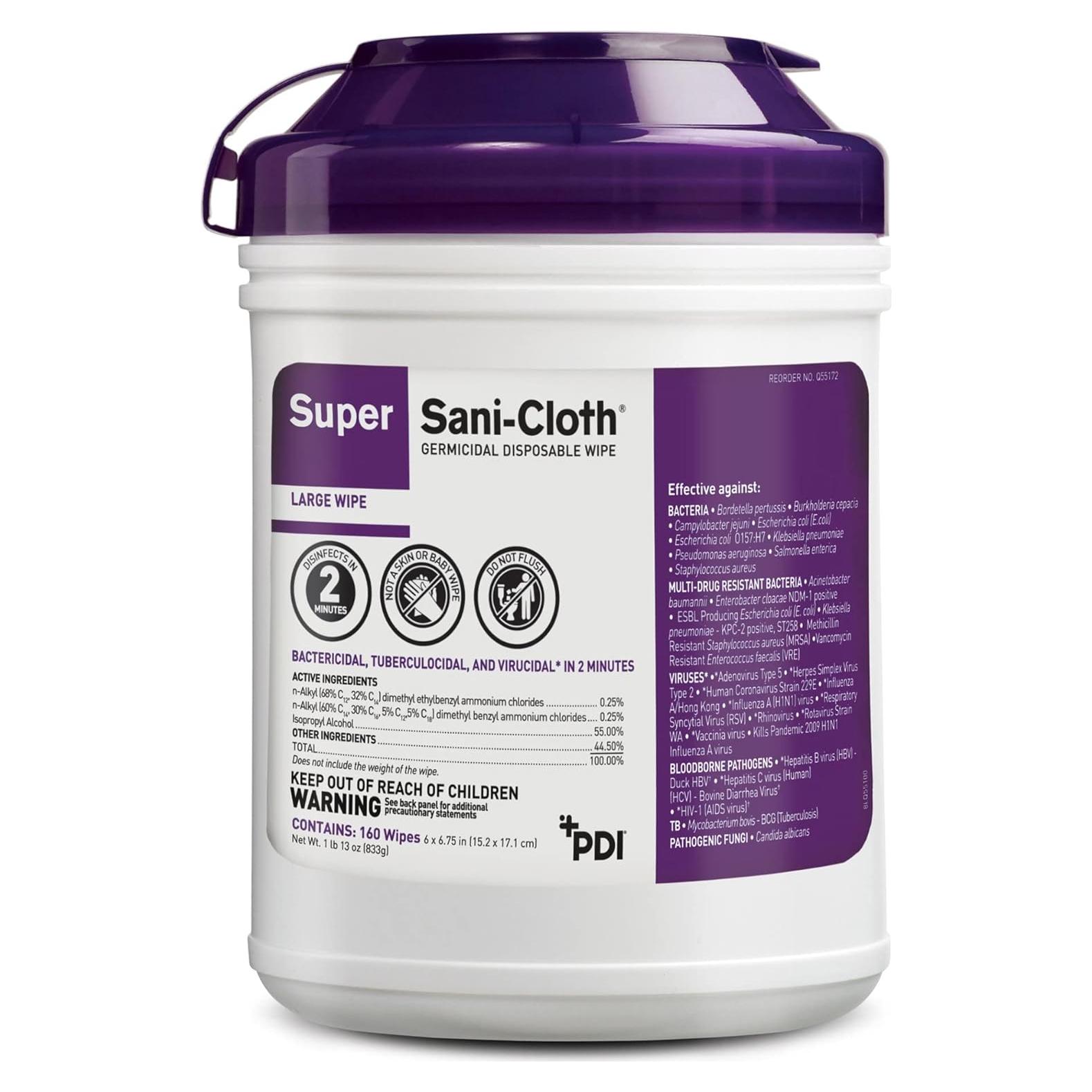 Toallitas Desinfectantes Germicidas PDI Super Sani 160 Unidades