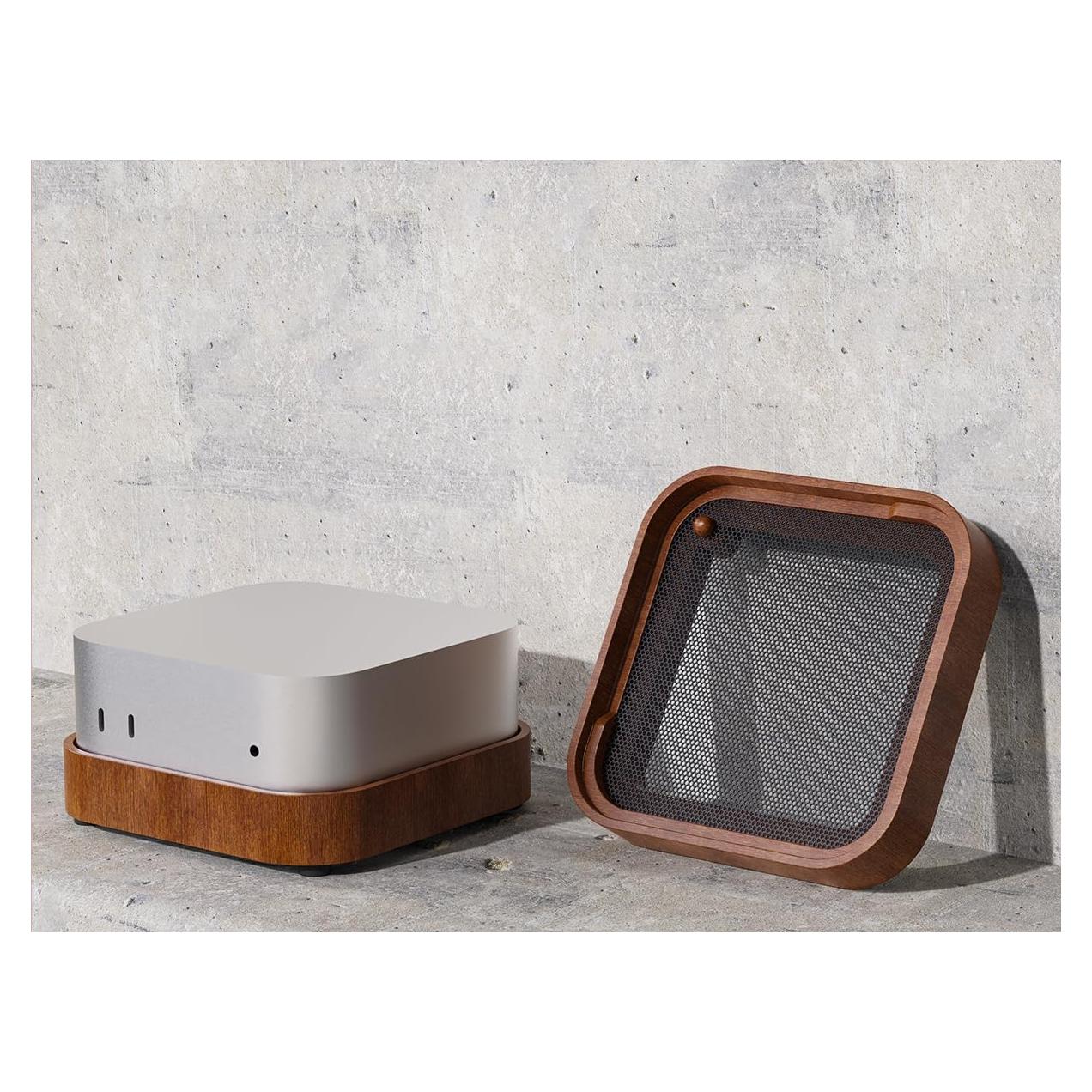 Soporte de Madera para Mac Mini 4 con Acceso al Botón de Encendido