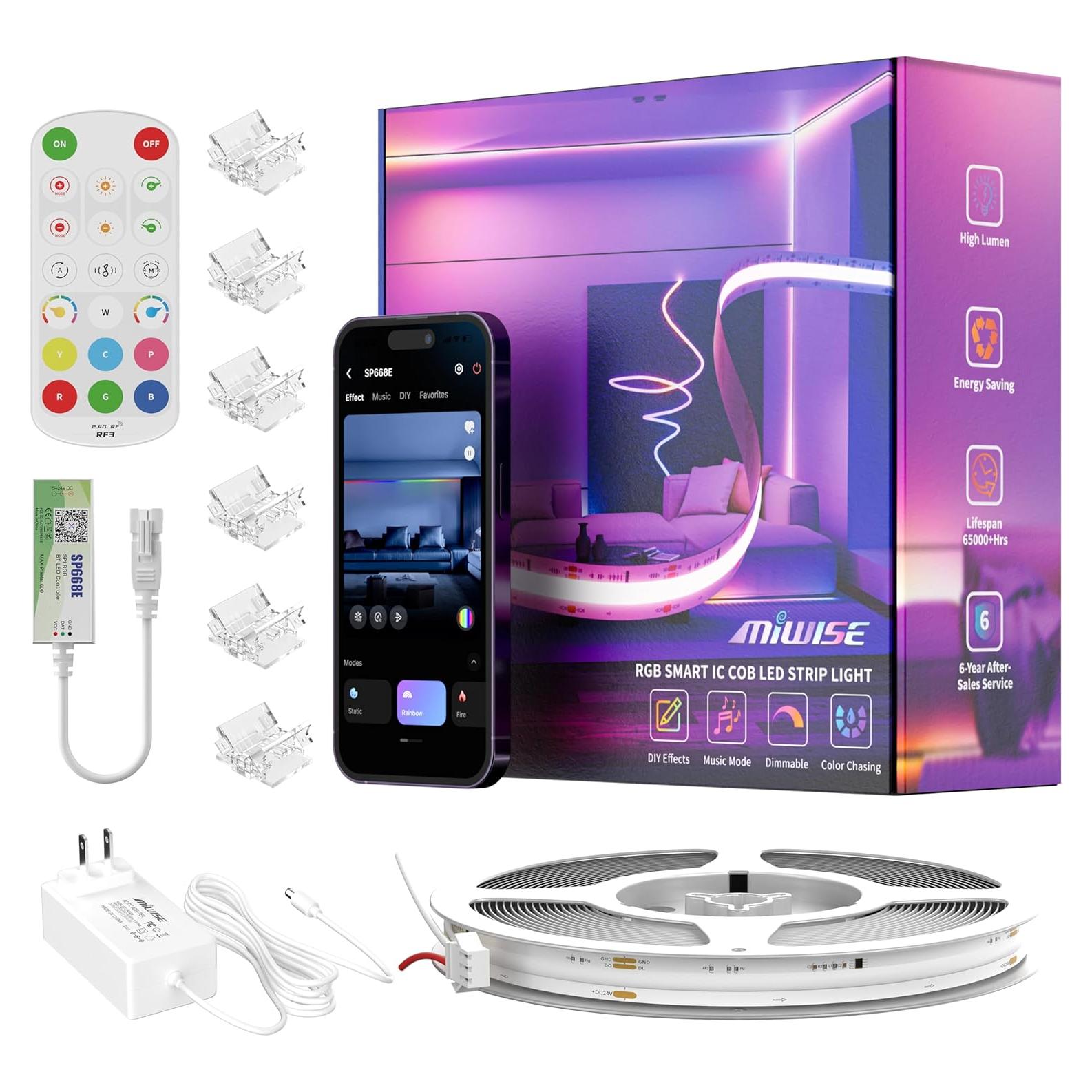 Tira LED COB RGB MIWISE 3m con control APP y música