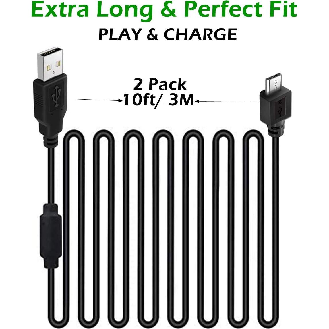 Paquete de 2 Cables de Carga 3m BATSOEASY para PS4 y Xbox One