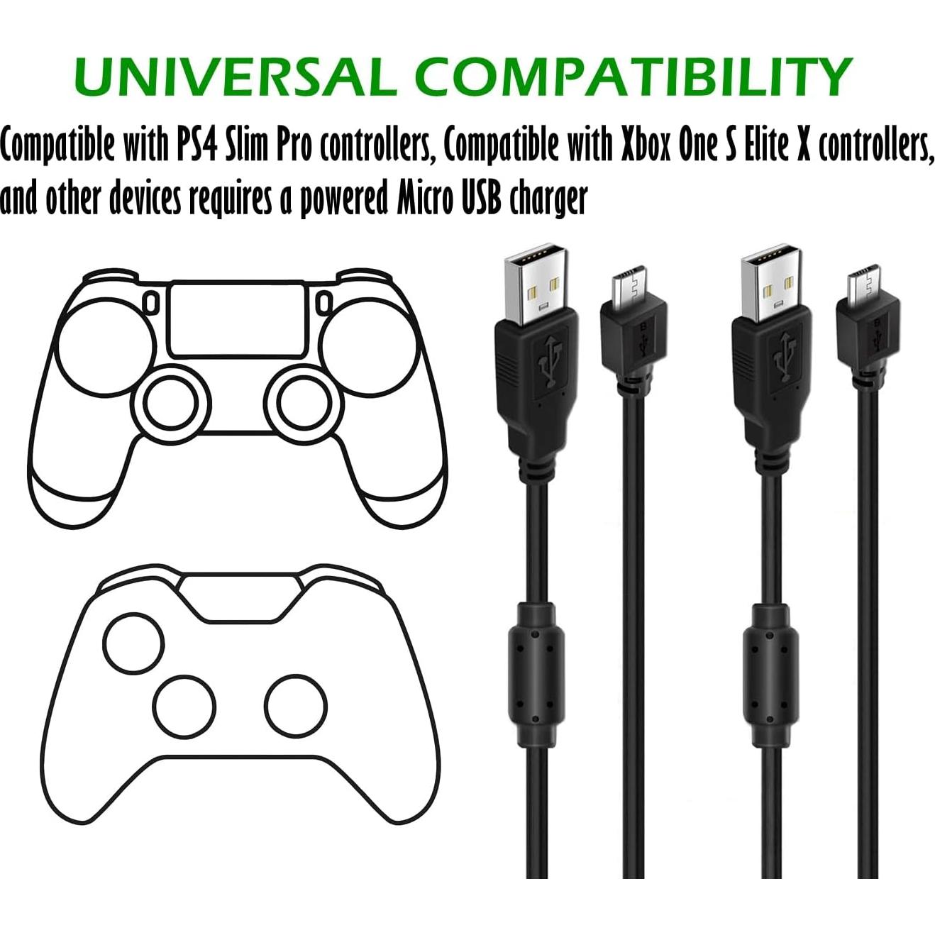 Paquete de 2 Cables de Carga 3m BATSOEASY para PS4 y Xbox One