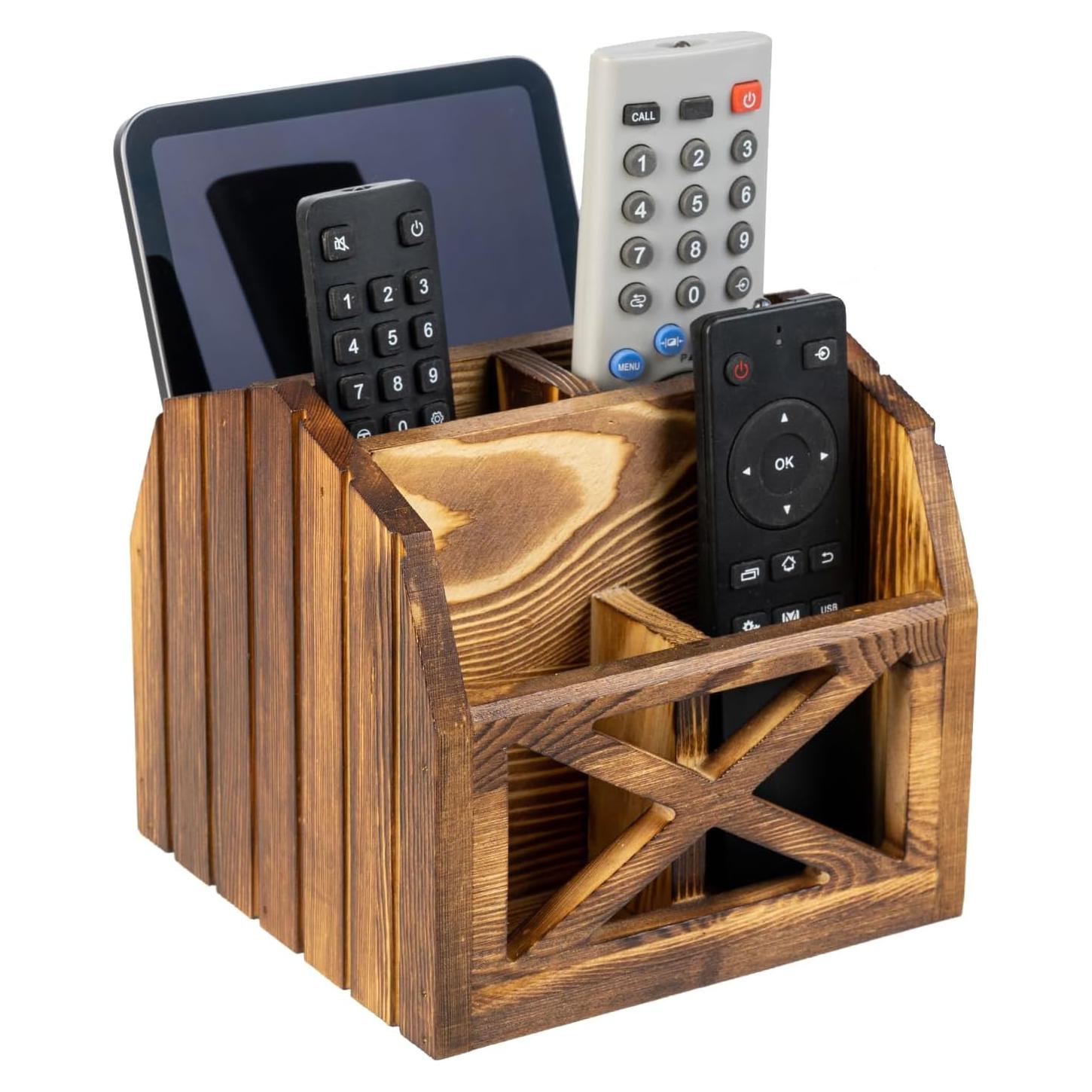 Soporte para Control Remoto FARM IN de Madera Sólida 4 Compartimentos